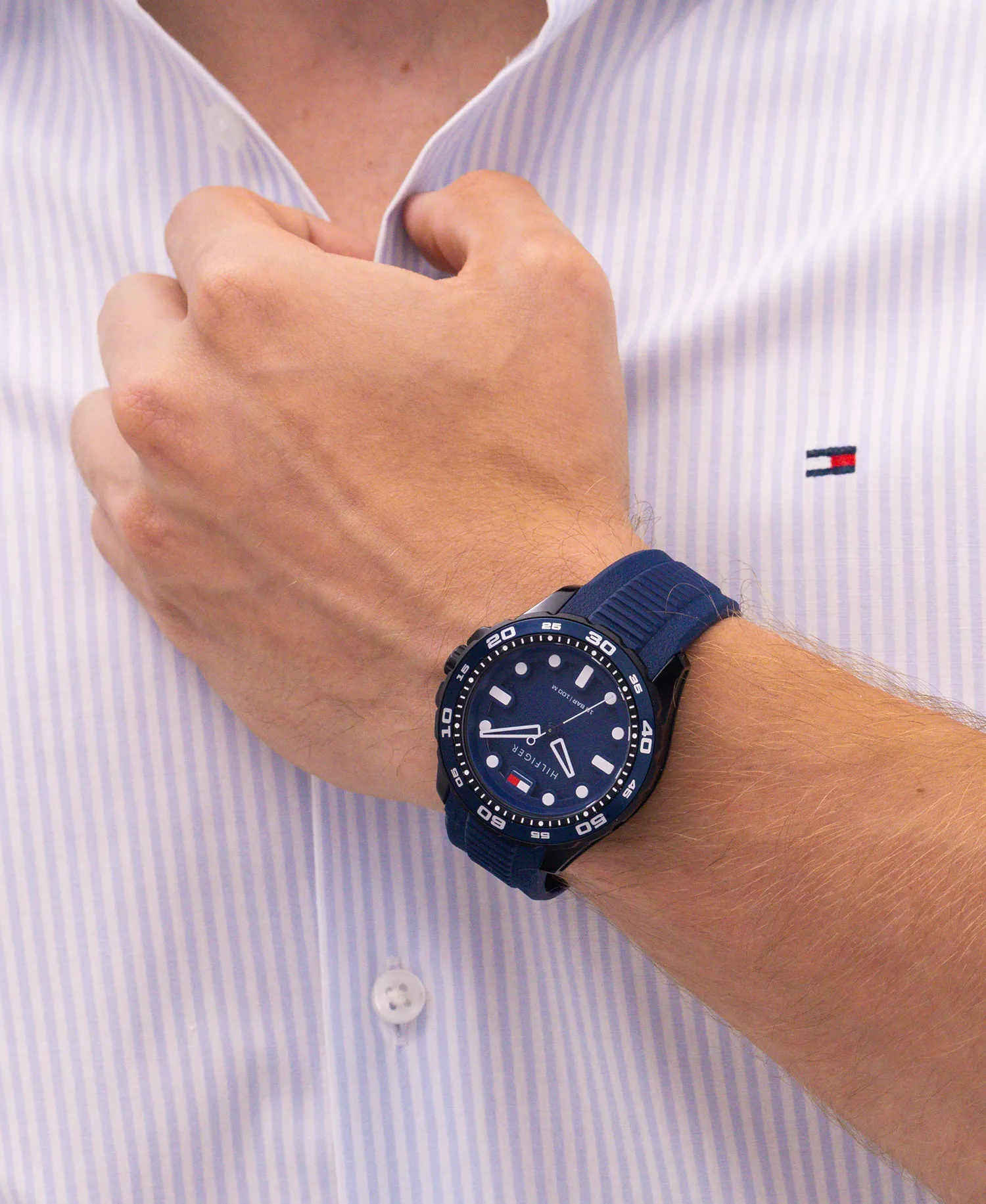 Men's Quartz Blue Silicone Strap Watch, 40mm - Navy - No Size