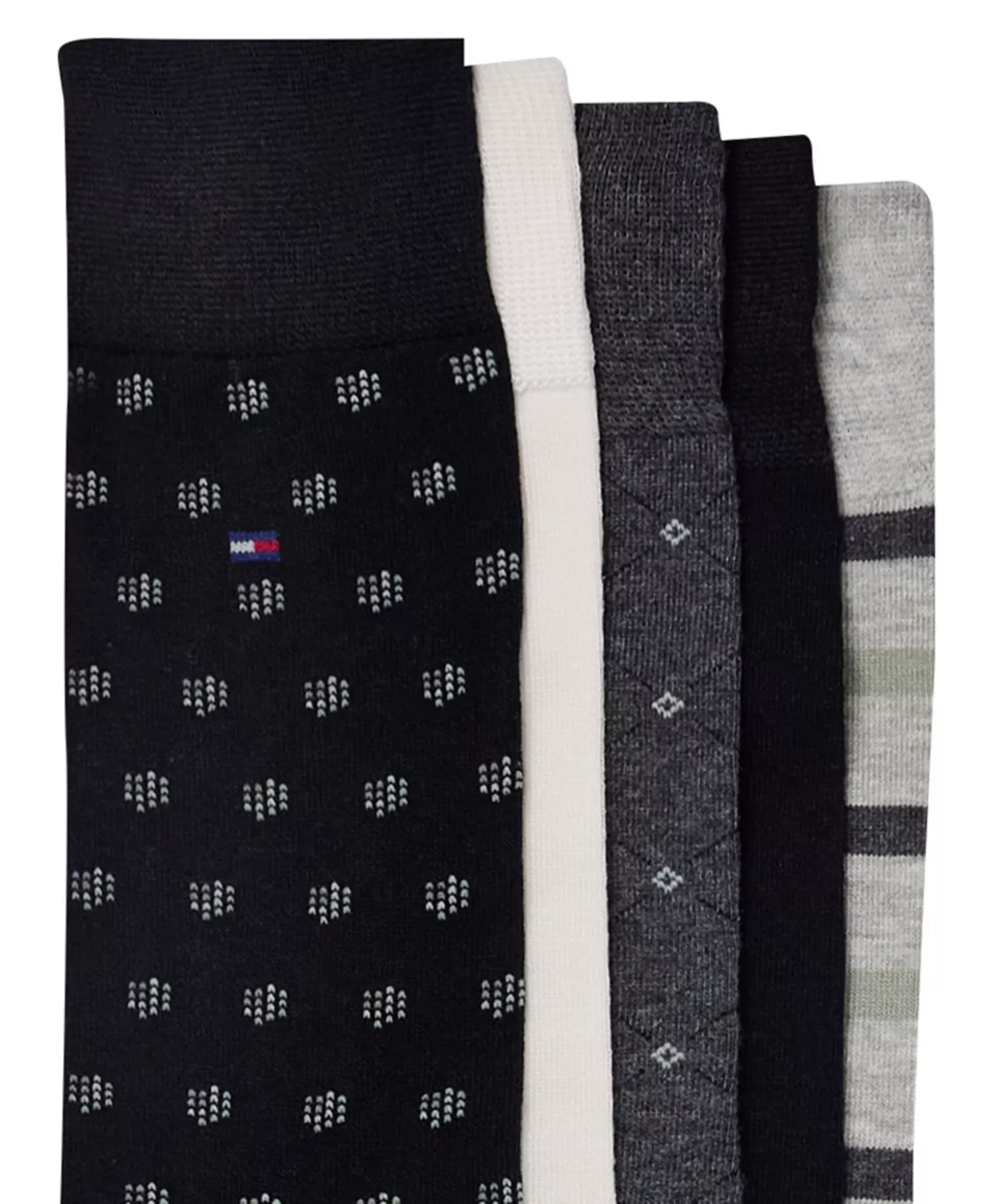 Men's Dress Crew Socks, 5-Pack - Black/Gray/Beige/Cream - ONE SIZE