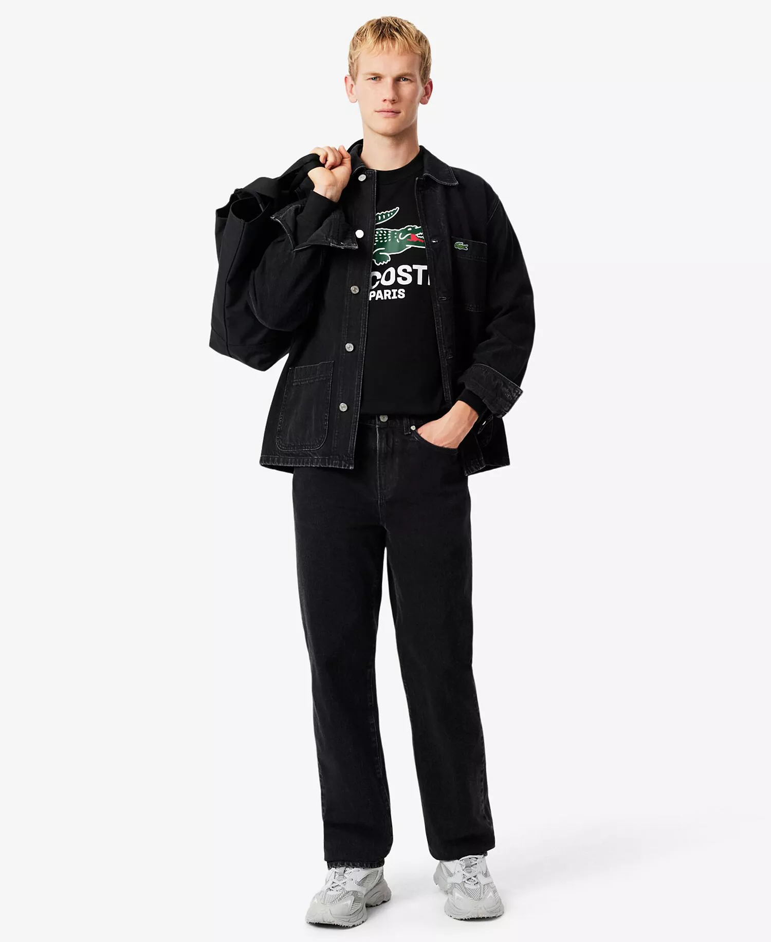 Men's Crocodile Print Crewneck Sweatshirt - Black - 3