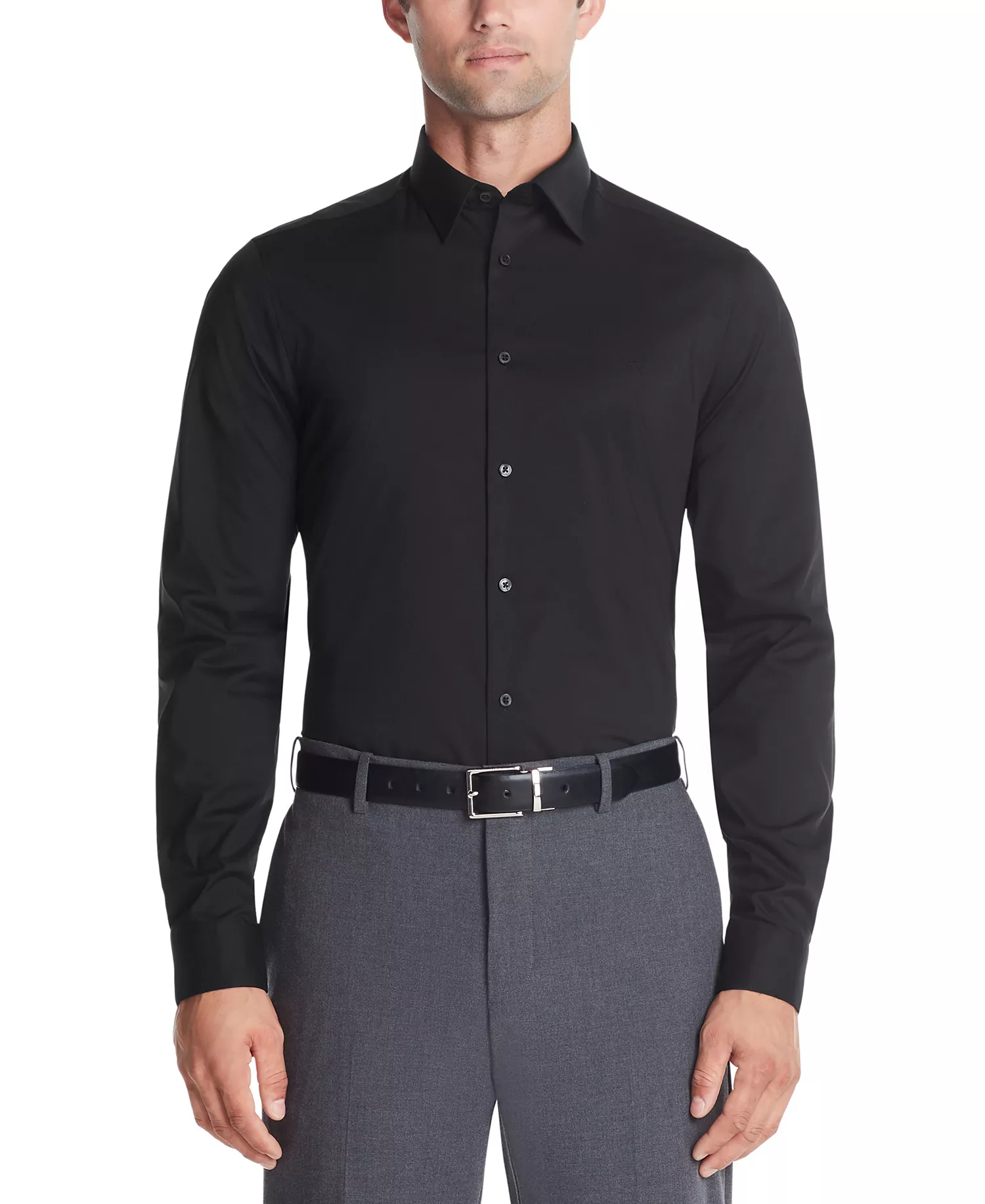 Men's Slim-Fit Stretch Dress Shirt, Online Exclusive Created for Macy's - Black - 14 32/33
