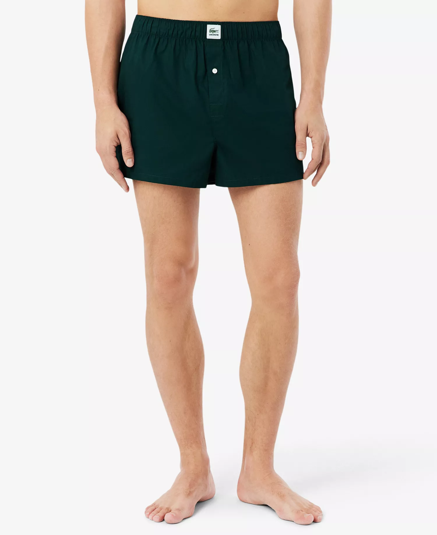 Men's Straight-Fit Woven Boxers, 3-Pack - Green/White sinople/Black - L