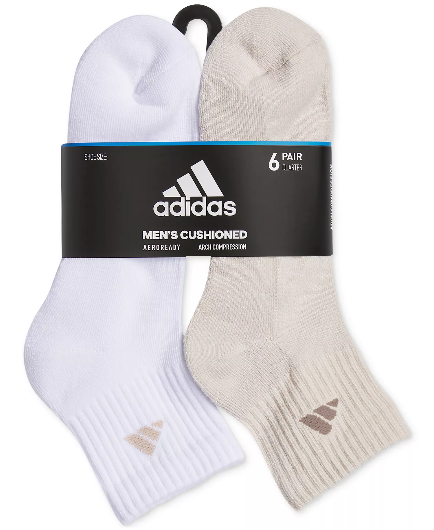 Men's 6pk. Logo Quarter Socks - Beige - 6-12
