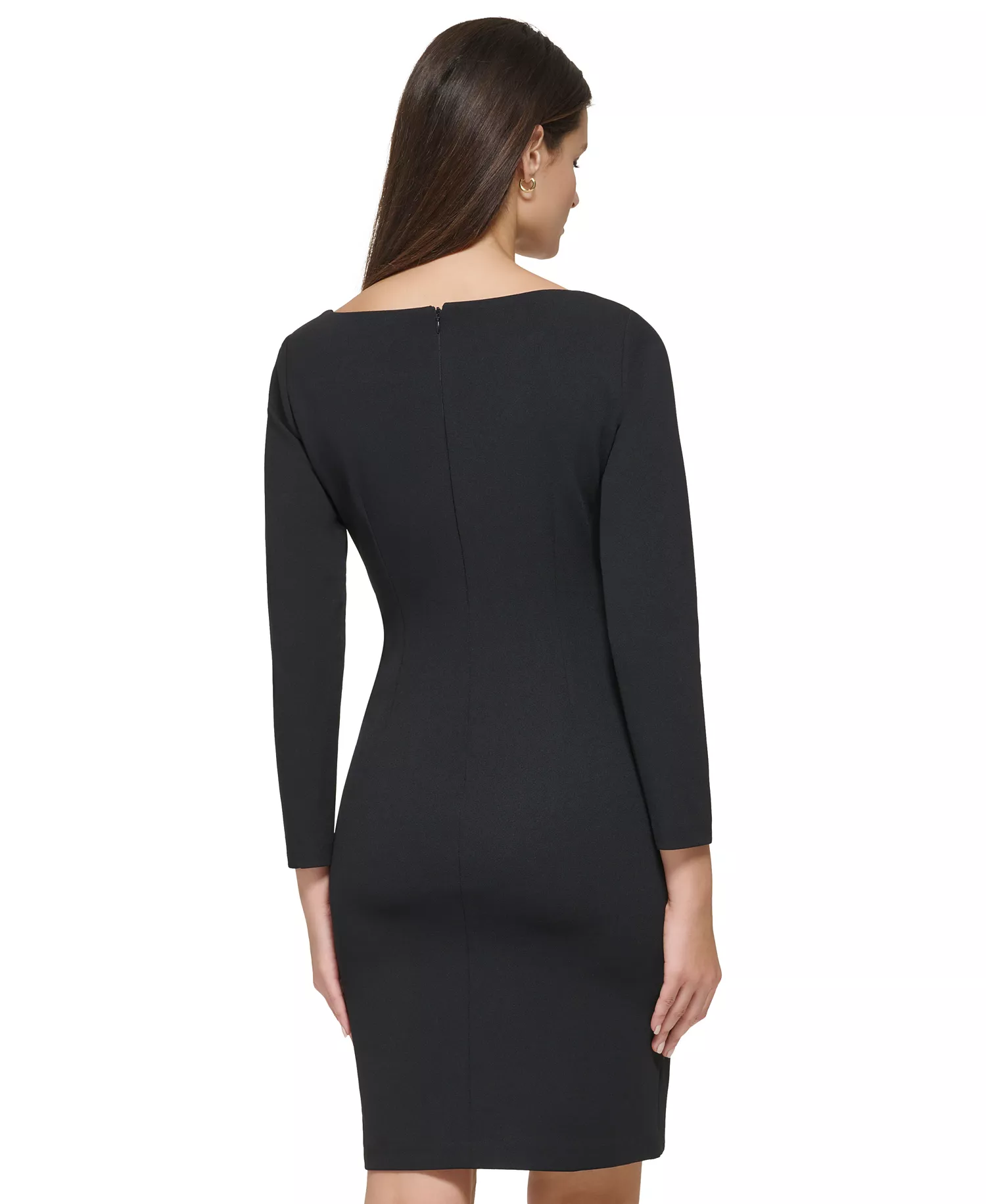 Women's Side-Ruched D-Buckle Boat-Neck Dress - Black - 10
