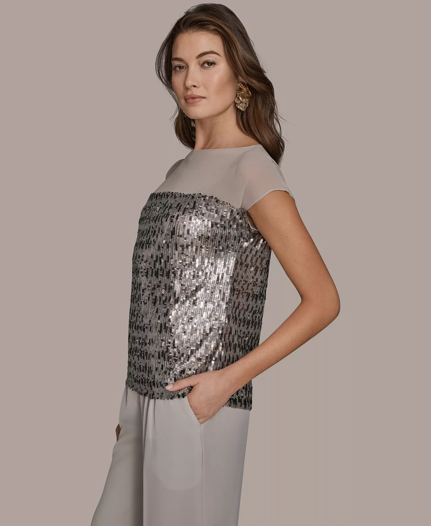 Women's Embellished Short-Sleeve Top - Vapor - L
