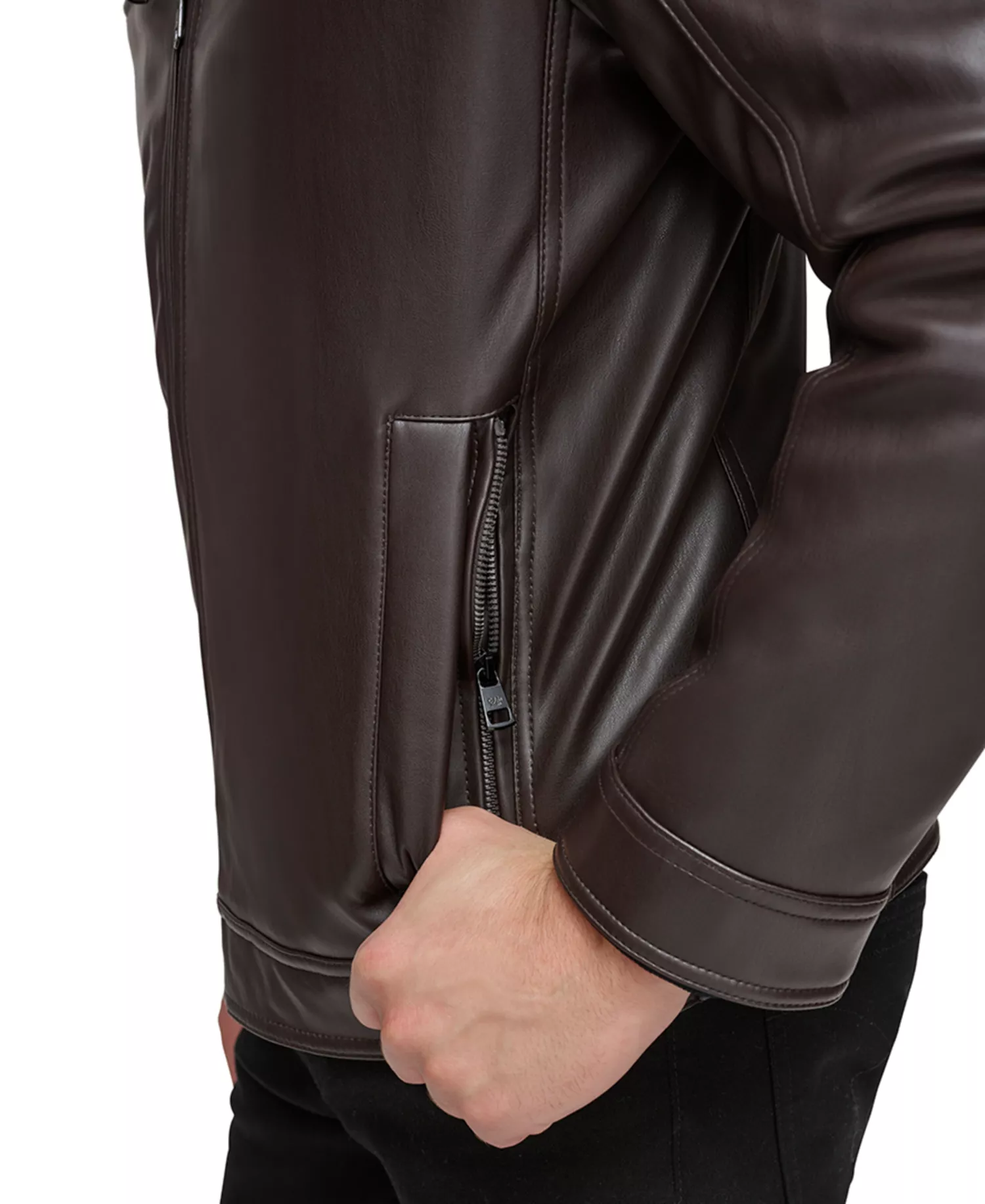 Men's Faux Leather Moto Jacket, Created for Macy's - Heritage Brown - 2XL