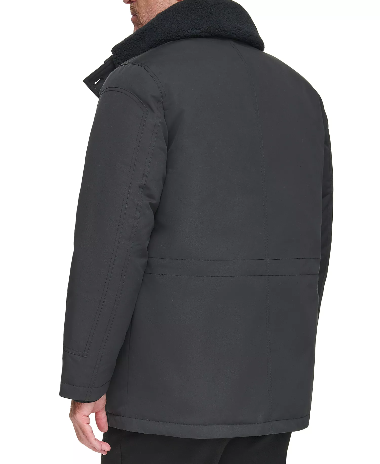 Men's Wittstock Insulated Full-Zip Waxed Parka with Removable Fleece Trim - Black - XL