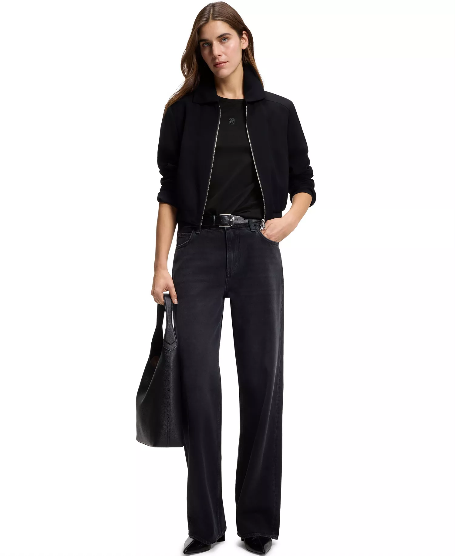 BOSS by Women's Mercerized Cotton Regular-Fit T-Shirt - Black - L