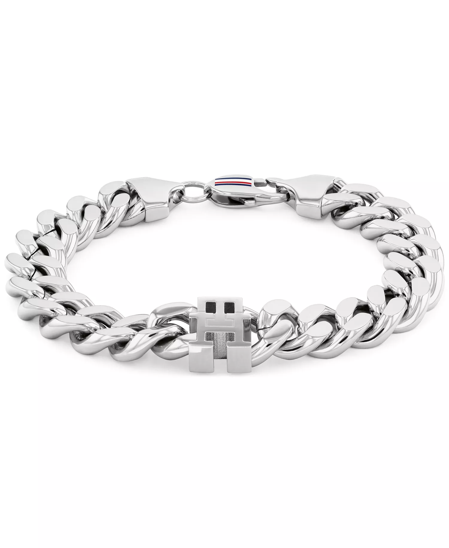 Men's Silver-Tone Stainless Steel Chain Bracelet - Silver Tone Stainless Steel - ONE SIZE