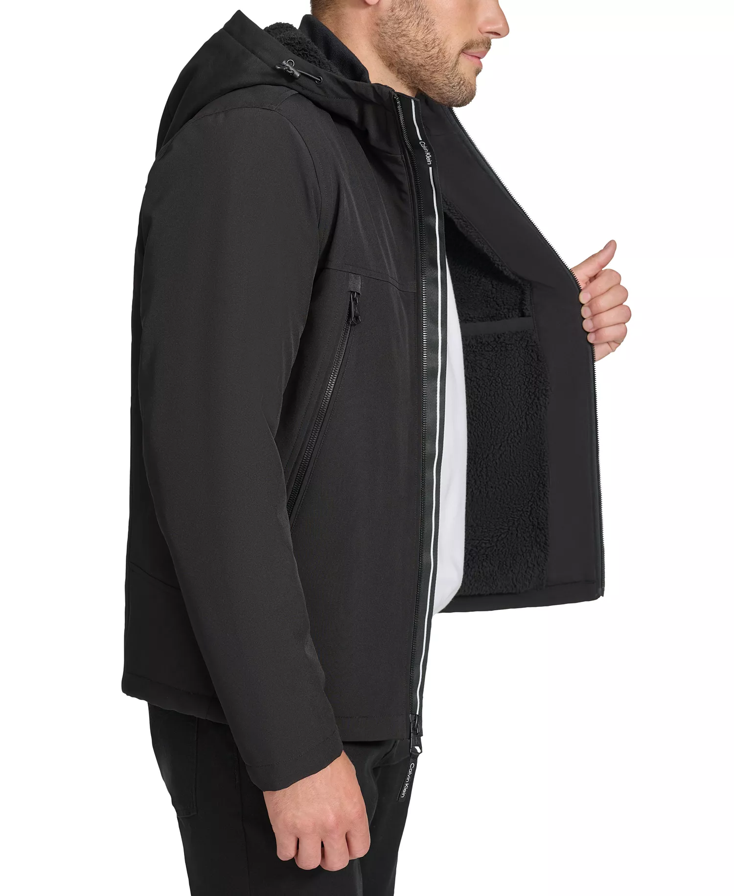Men's Sherpa Lined Infinite Stretch Soft Shell Jacket  - Black - 2XL