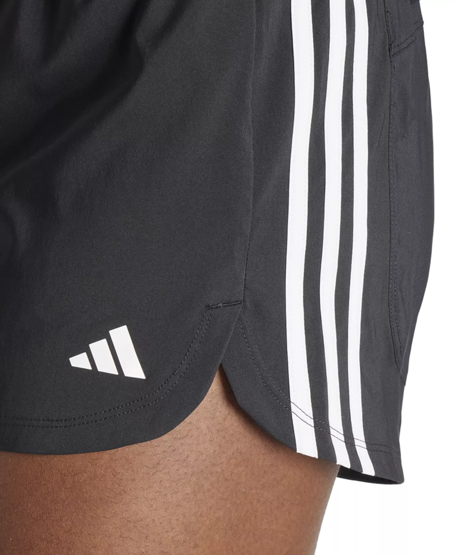 Women's Pacer Training 3-Stripes Woven High-Rise Shorts - Black/white - L