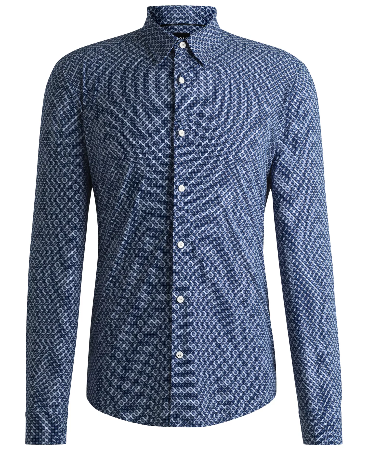 Men's Slim-Fit Printed Performance Dress Shirt - Open Blue - 2XL