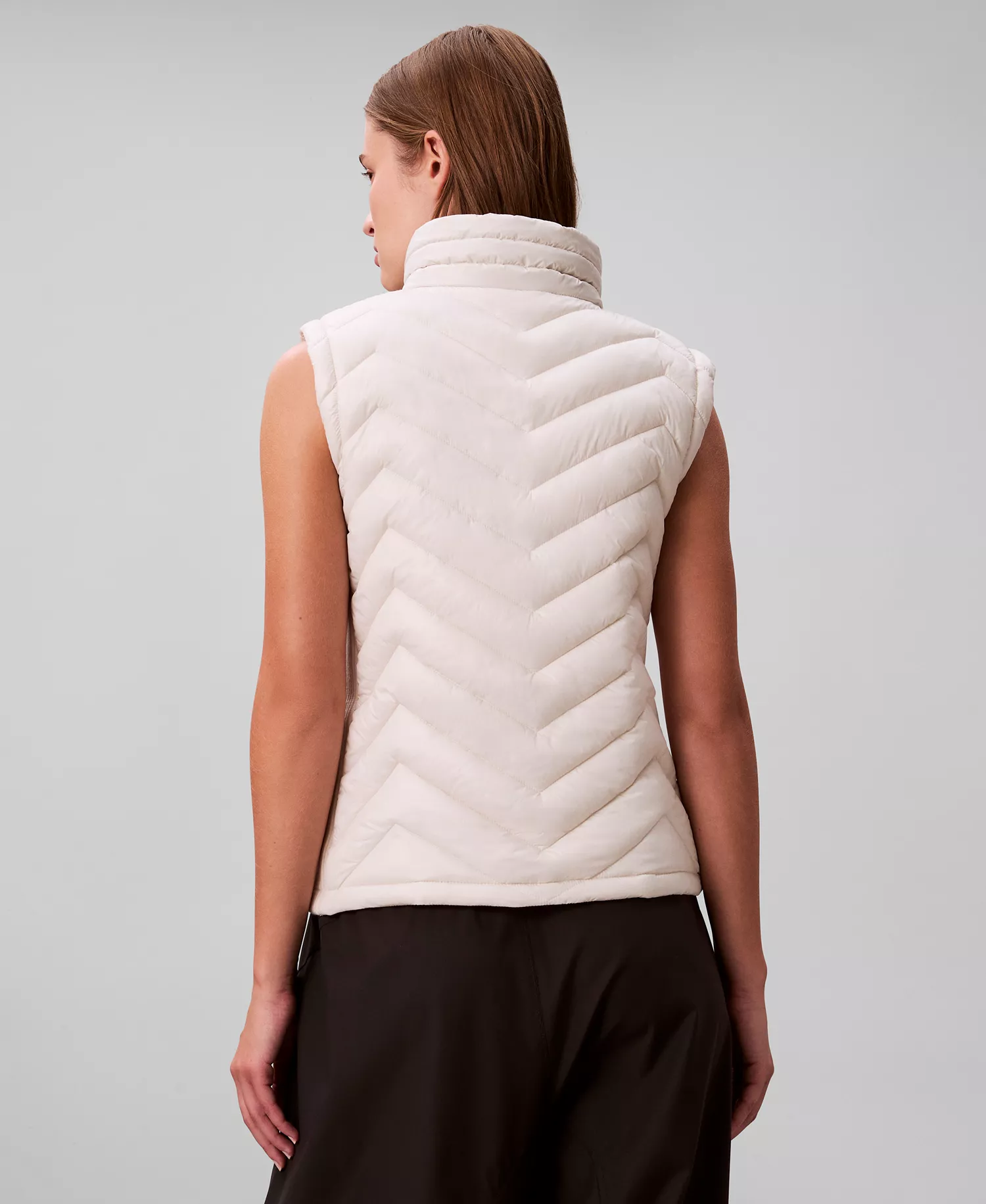 Women's Slim Sleeveless Puffer Vest - Chalk - L