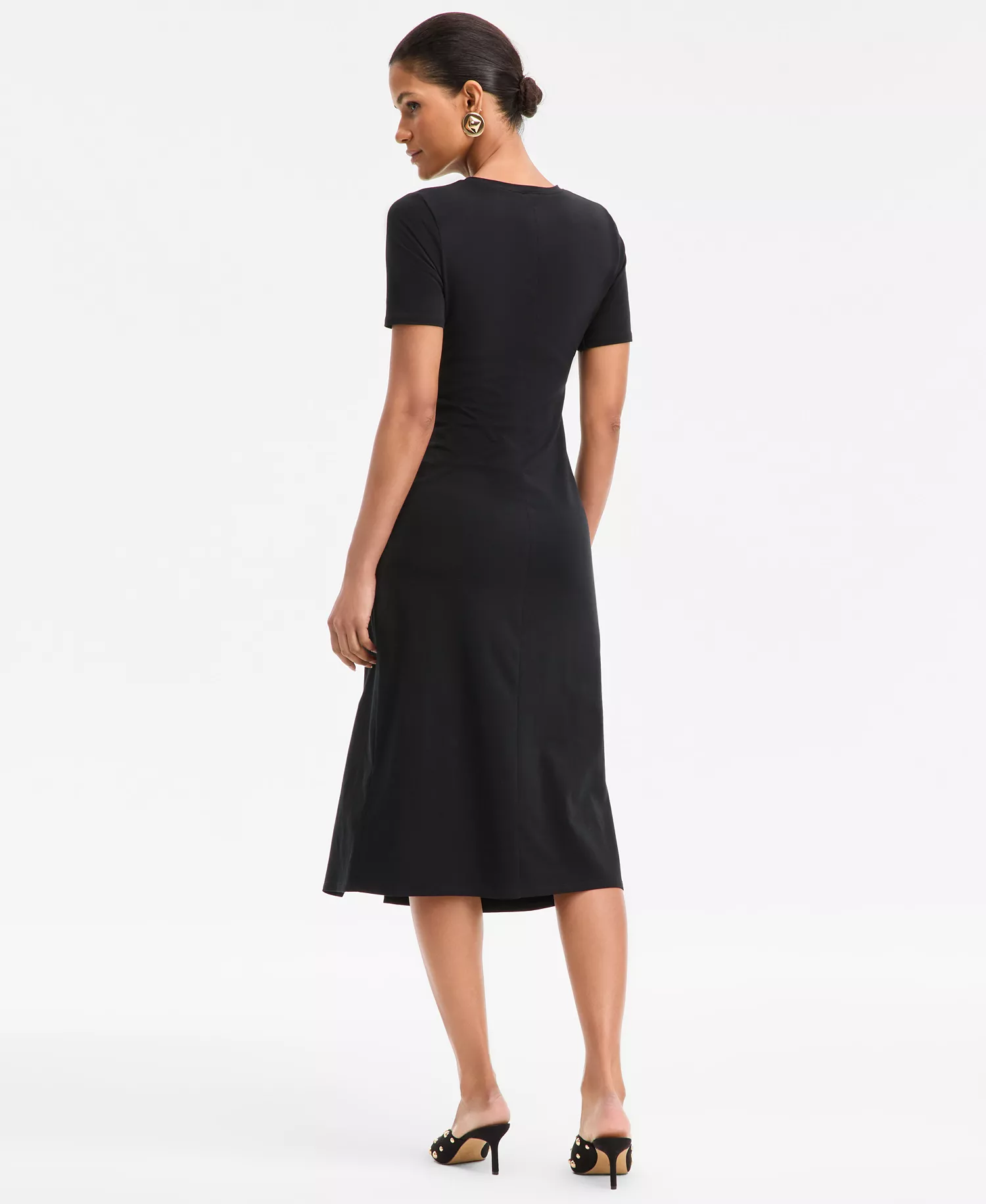 Women's Side-Ruched Dress, Macy's Exclusive  - Deep Black - L