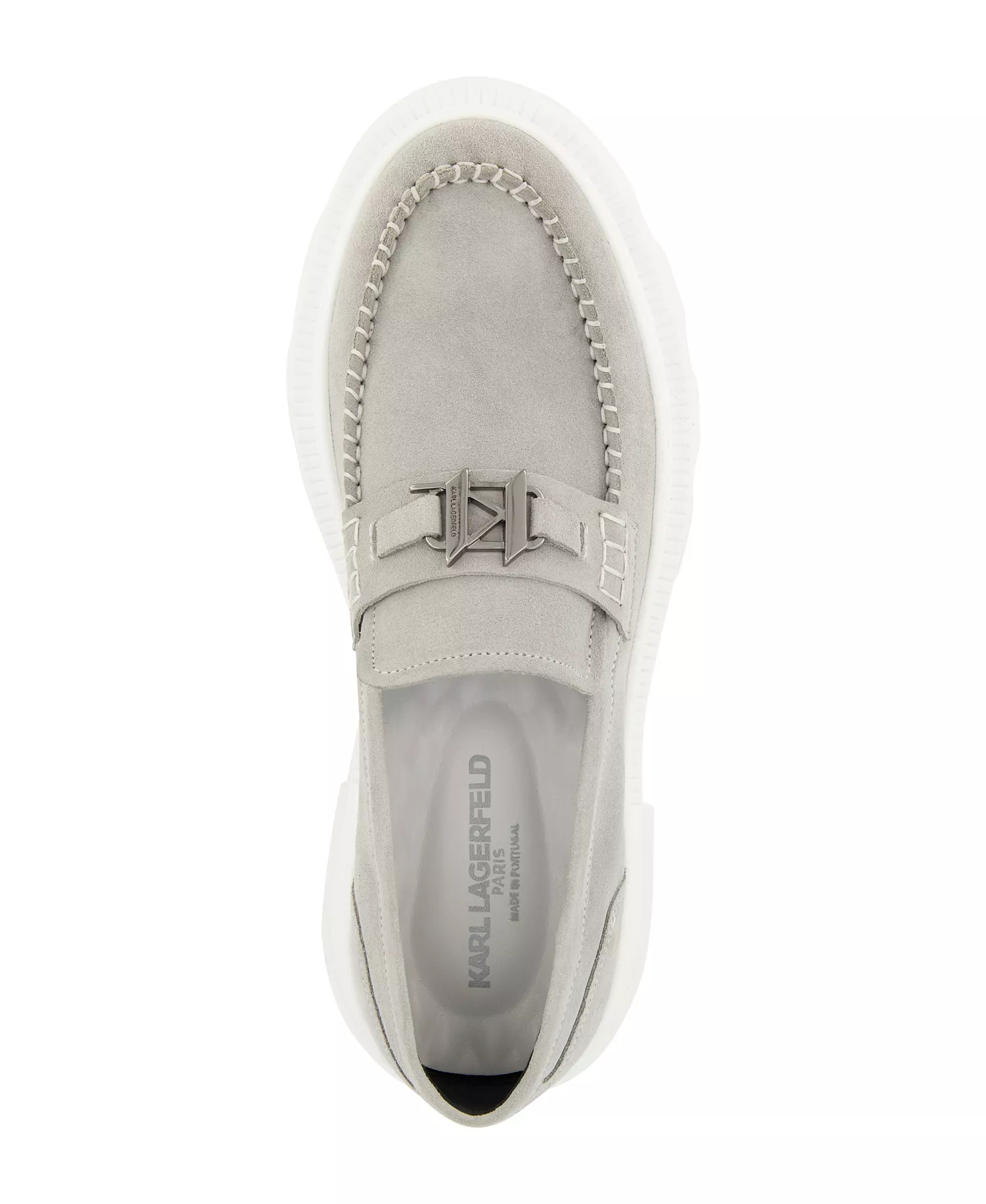Men's White Label Suede KL Bit Moccasin Loafers - Grey - 10