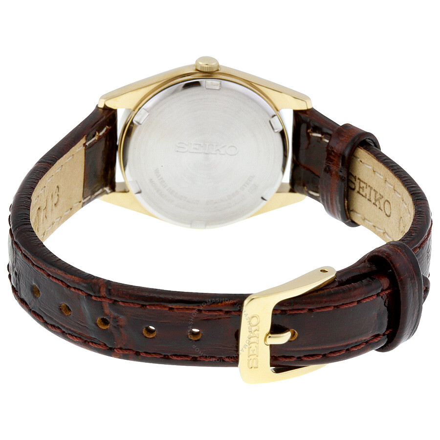 Seiko Core Champagne Dial Brown Leather Ladies Watch