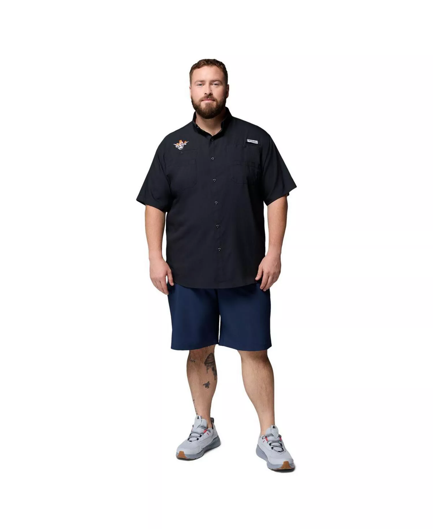 Men's Black Texas Longhorns Big Tall Tamiami Omni-Shade Button-Down Shirt - Black - 2XT