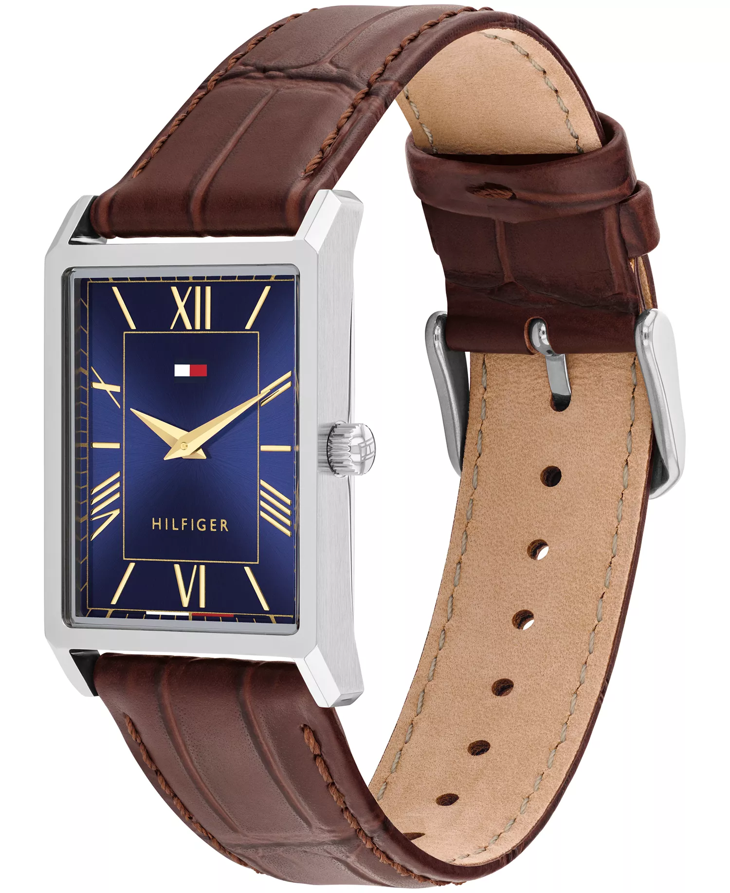Men's Quartz Brown Leather Watch, 25.5 mm - Brown - ONE SIZE