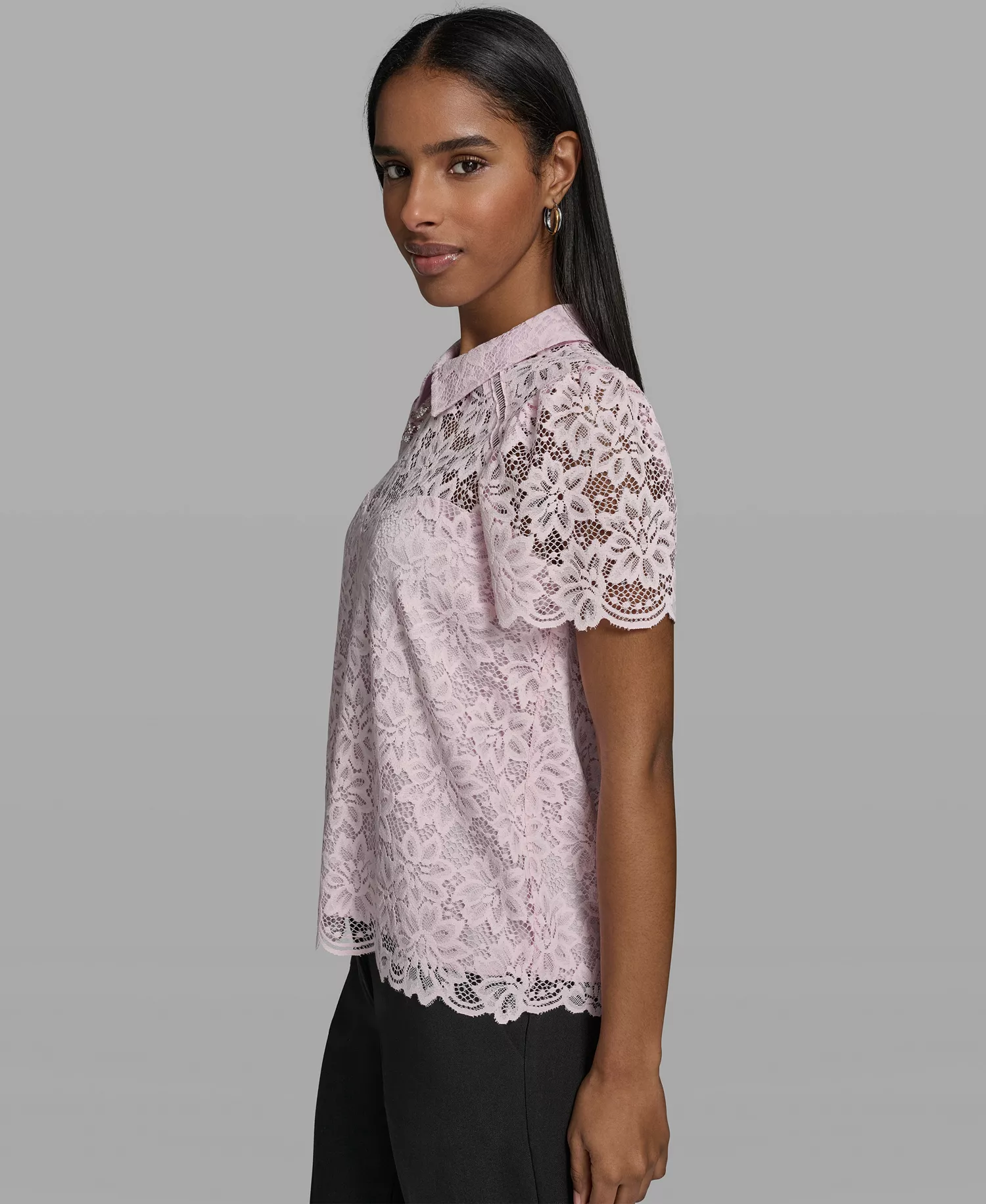 Women's Short-Sleeve Woven Blouse - Ballet Slipper - L