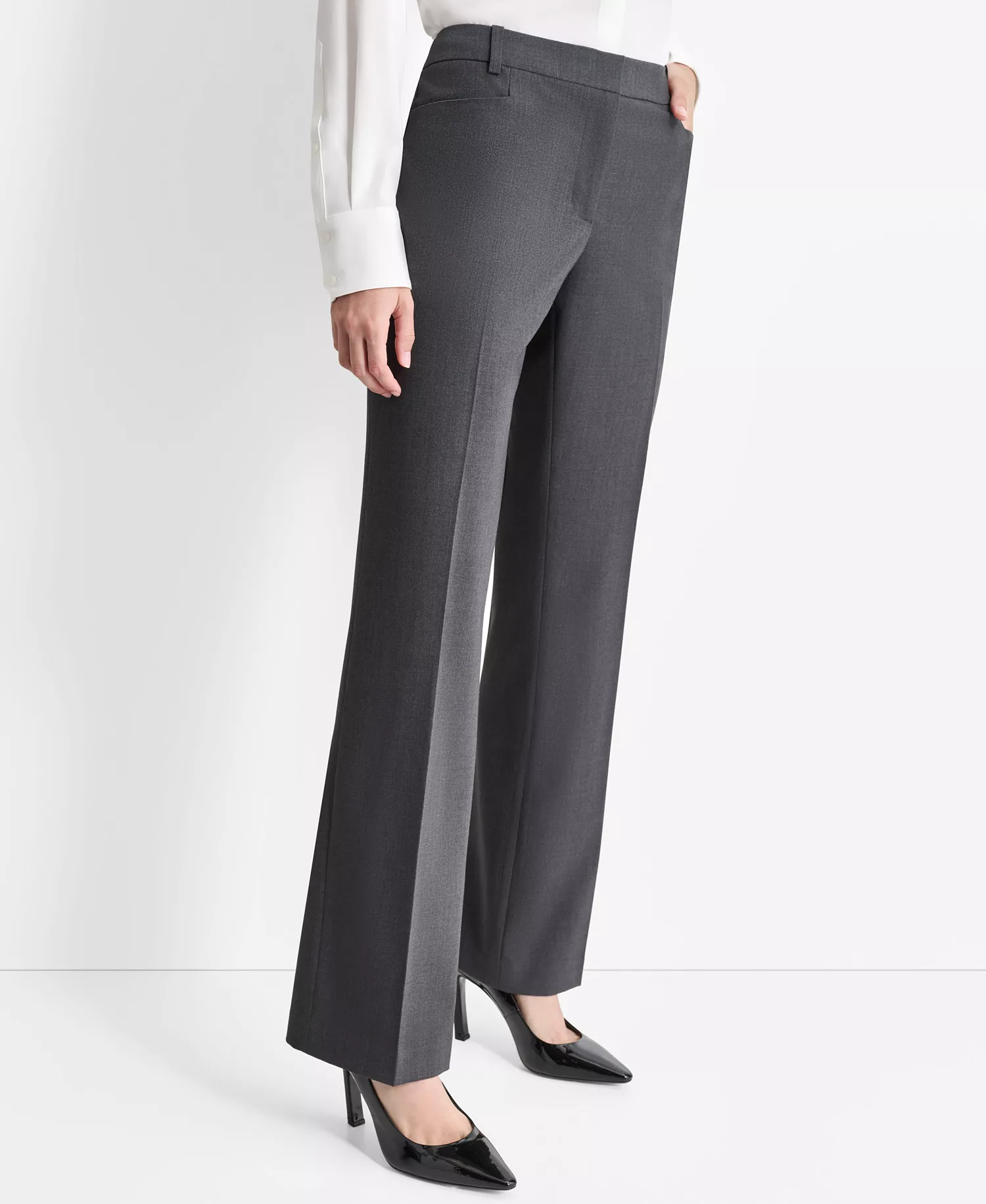 Women's Mid-Rise Straight Leg Pants - Charcoal - 10