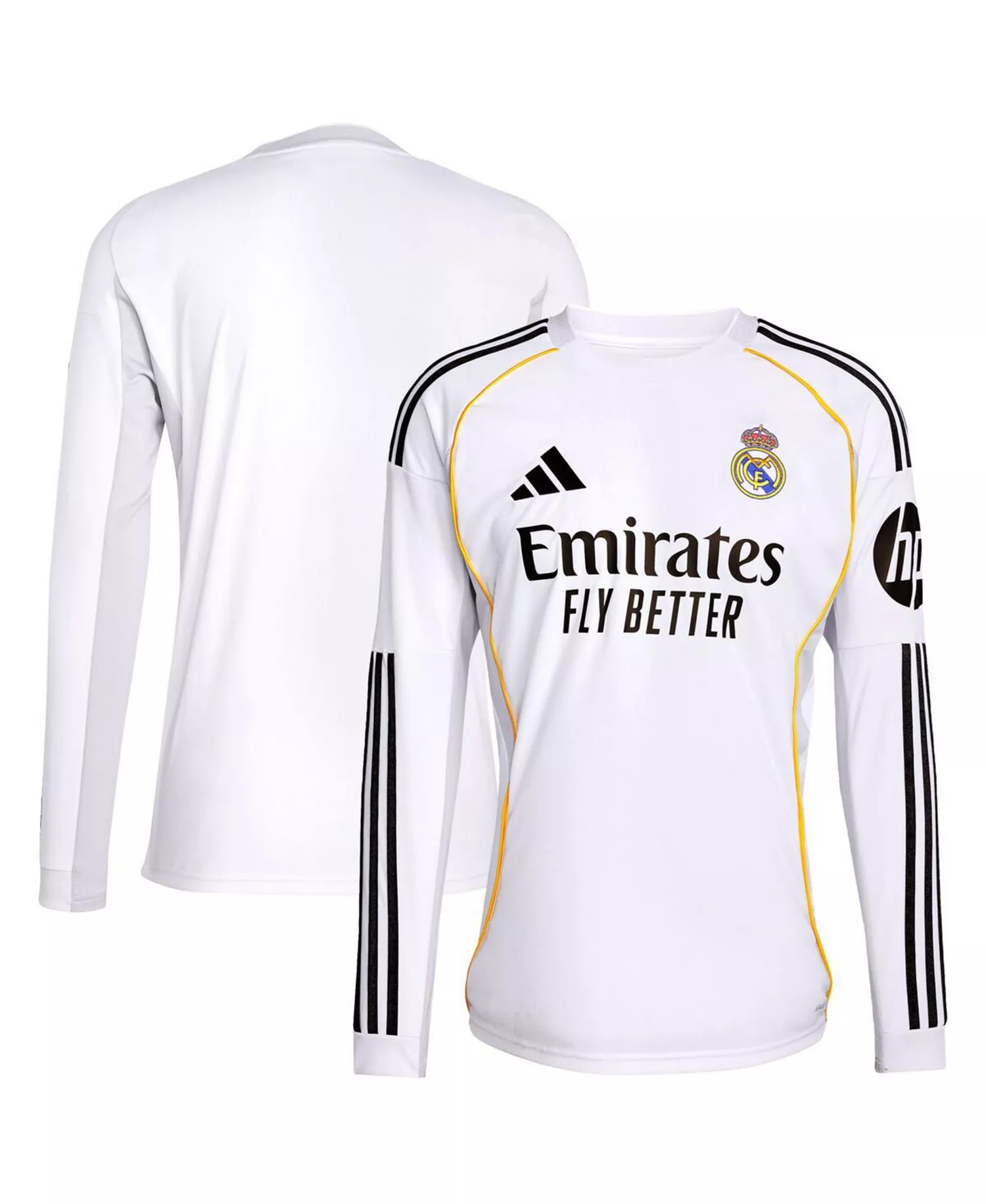 Men's White Real Madrid 2025/26 Home Replica Long Sleeve Jersey - White - 2XL
