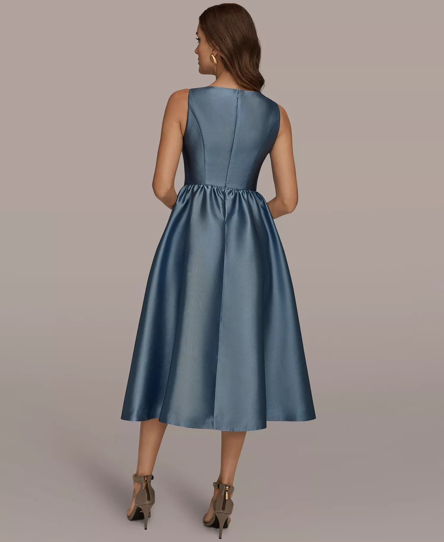 Women's Sleeveless V-Neck A-Line Midi Dress - Washed Indigo - 10