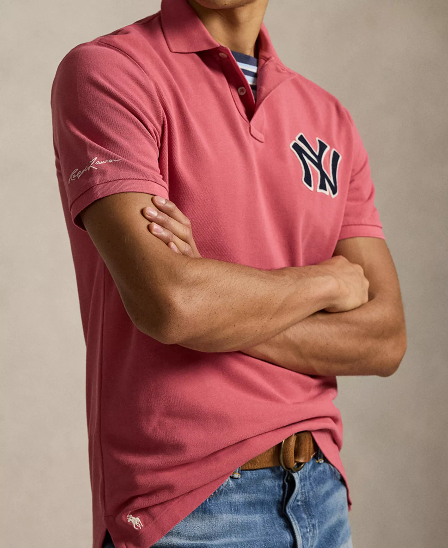 Men's Yankees Logo Mesh Polo Shirt - Adirondack Berry - 2XL