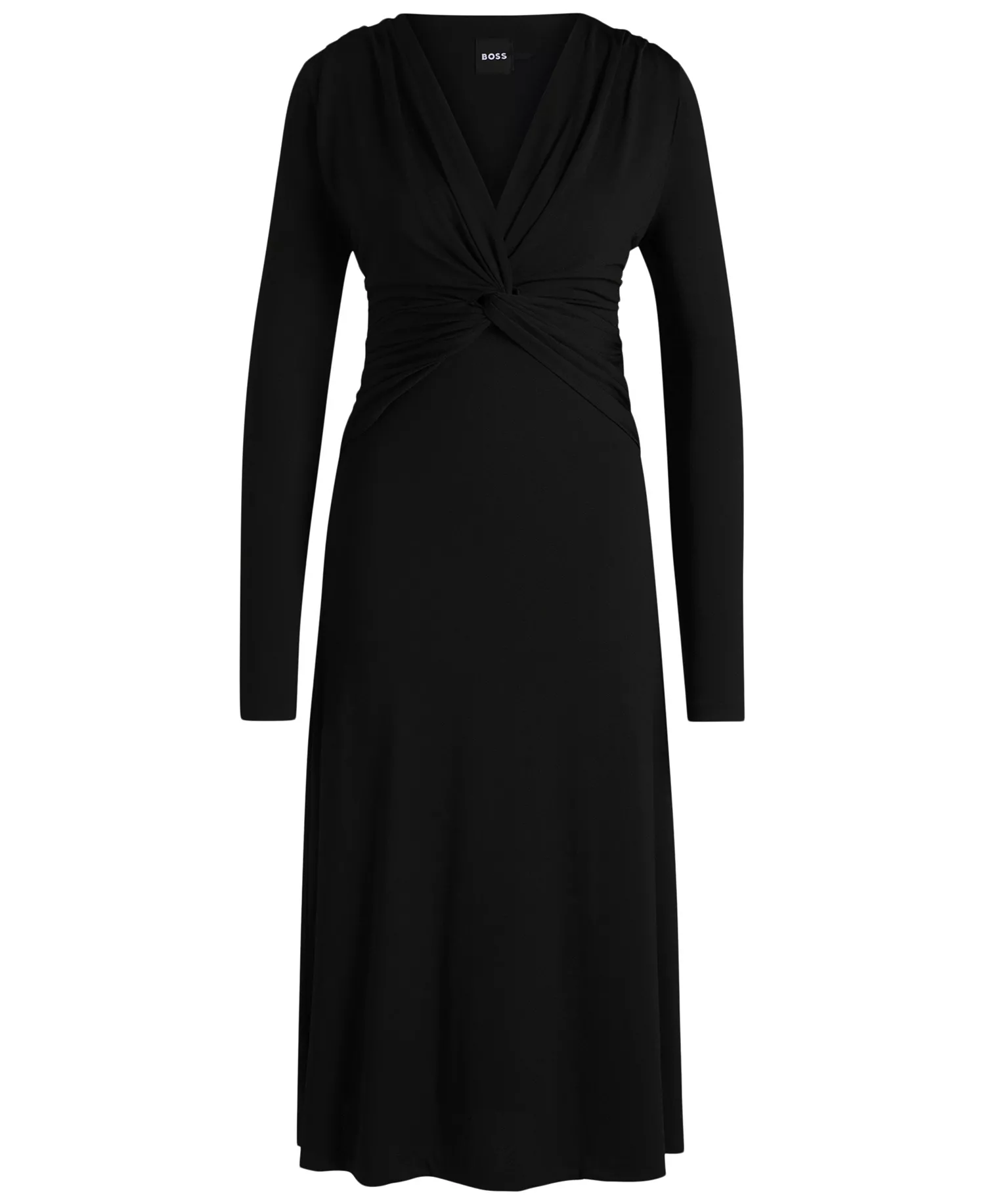 Women's Stretch Crepe Twist-Front Dress - Black - M