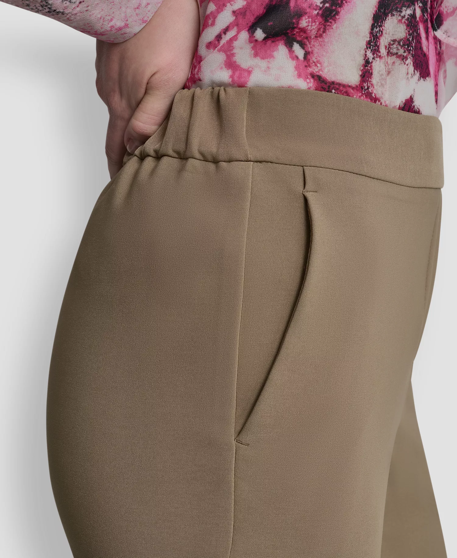 Petite Mid-Rise Elastic Back Ankle Pants - Beige - 0P