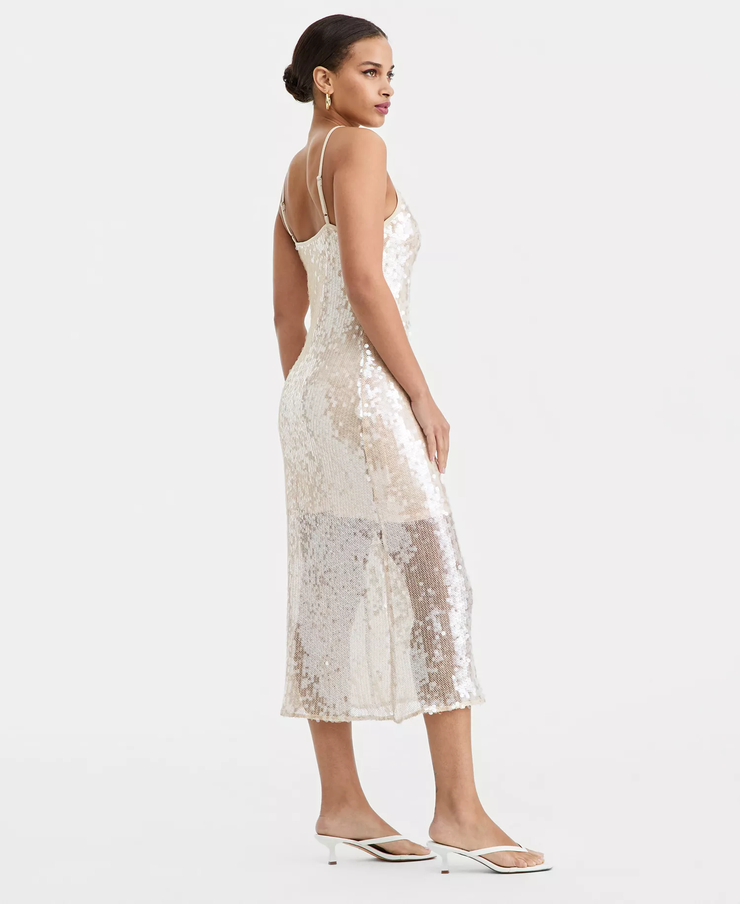 Women's Sequin Bodycon Midi Dress, Macy's Exclusive - Nude - L