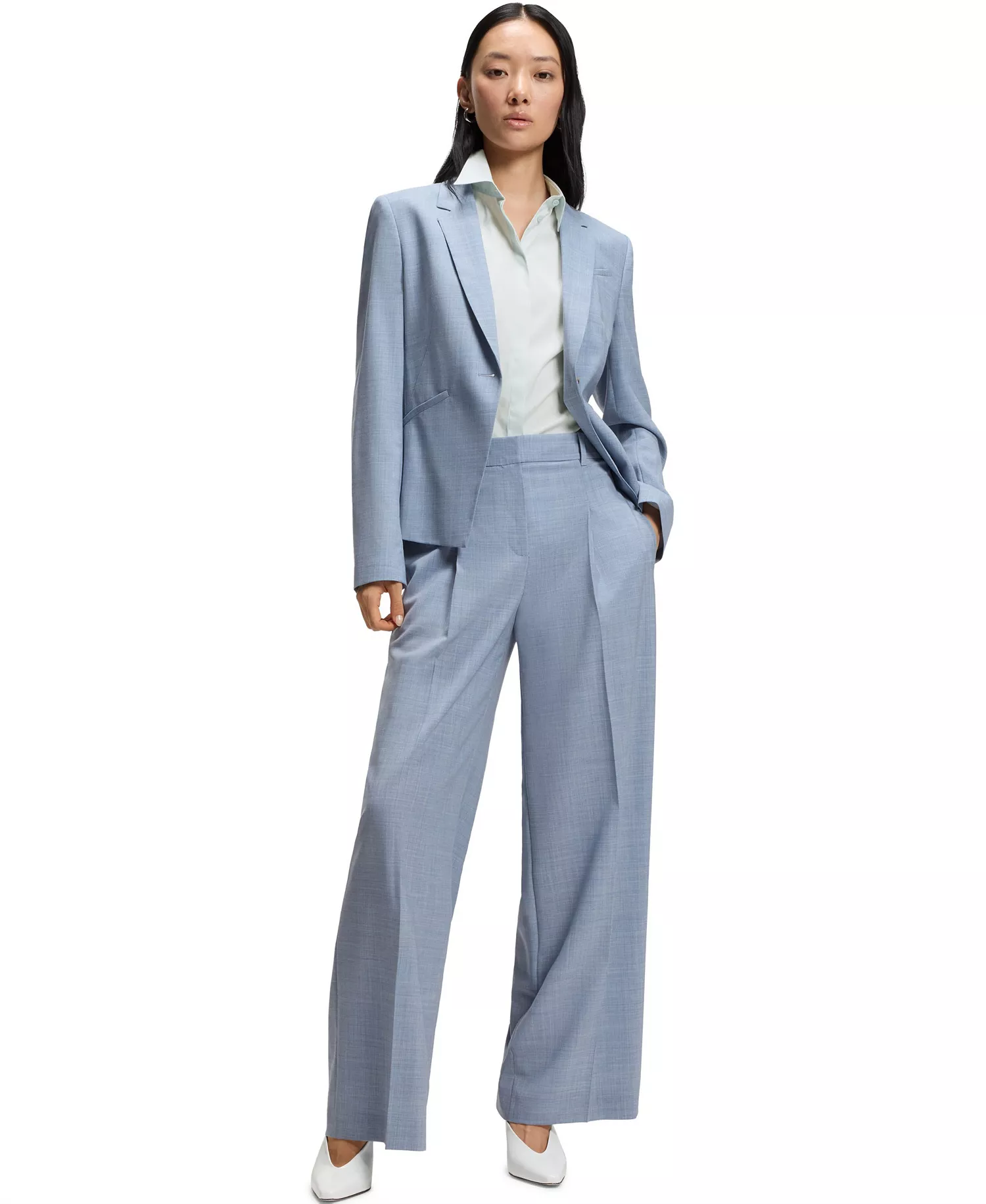 BOSS by Women's Stretch-Cotton Blend Sleeveless Slim-Fit Blouse - Open Blue - 10