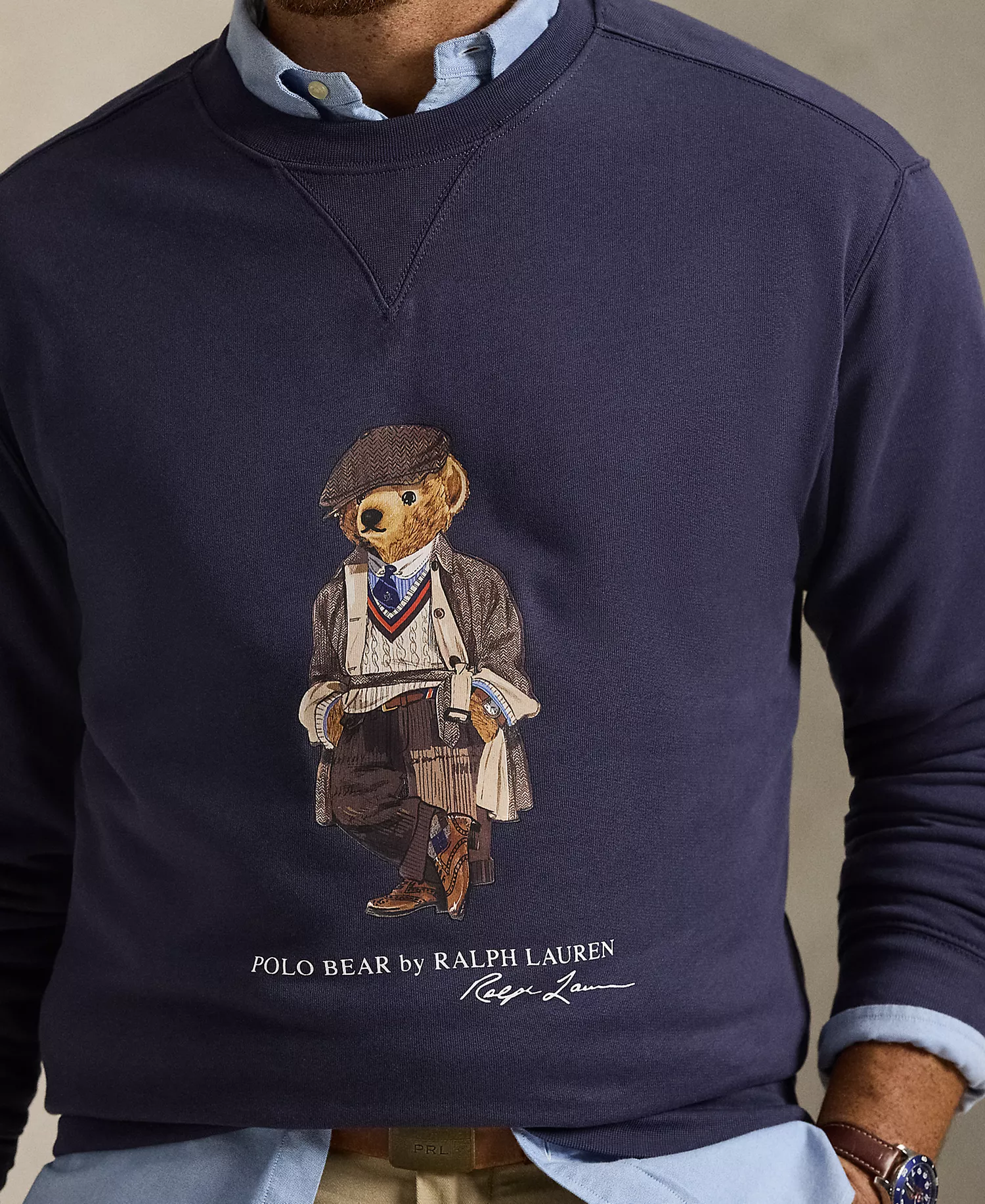 Men's Big & Tall Crewneck Sweatshirt - Faded Blue Bear - 2LT