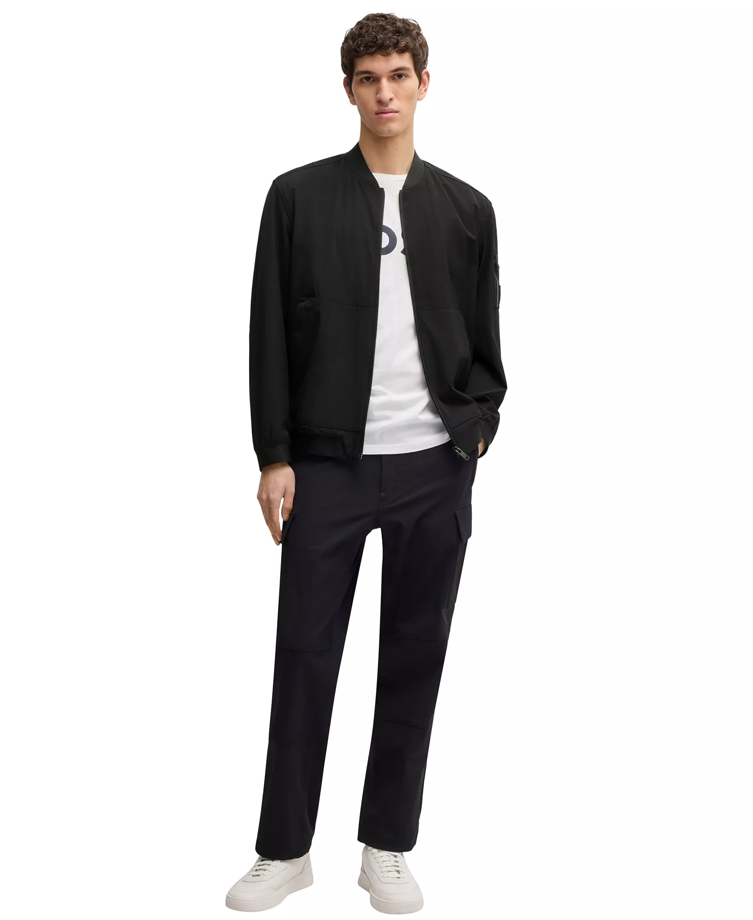 Men's Four-Way Stretch Softshell Bomber Jacket - Black - 38R