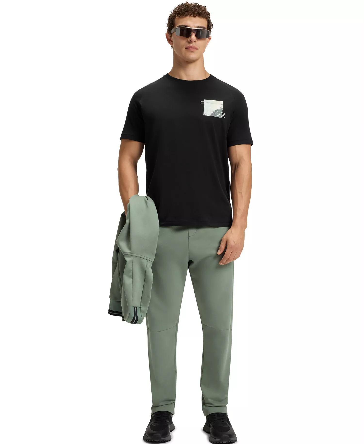 Men's Decorative Reflective Relaxed-Fit T-Shirt - Black - 2XL