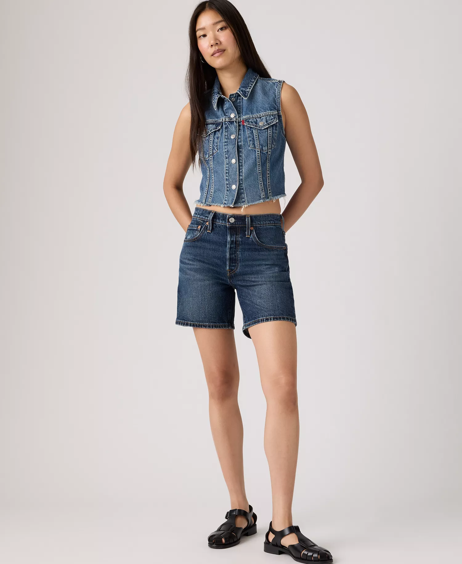 501® Mid-Thigh High Rise Straight Fit Denim Shorts - Believe Not Short - 24