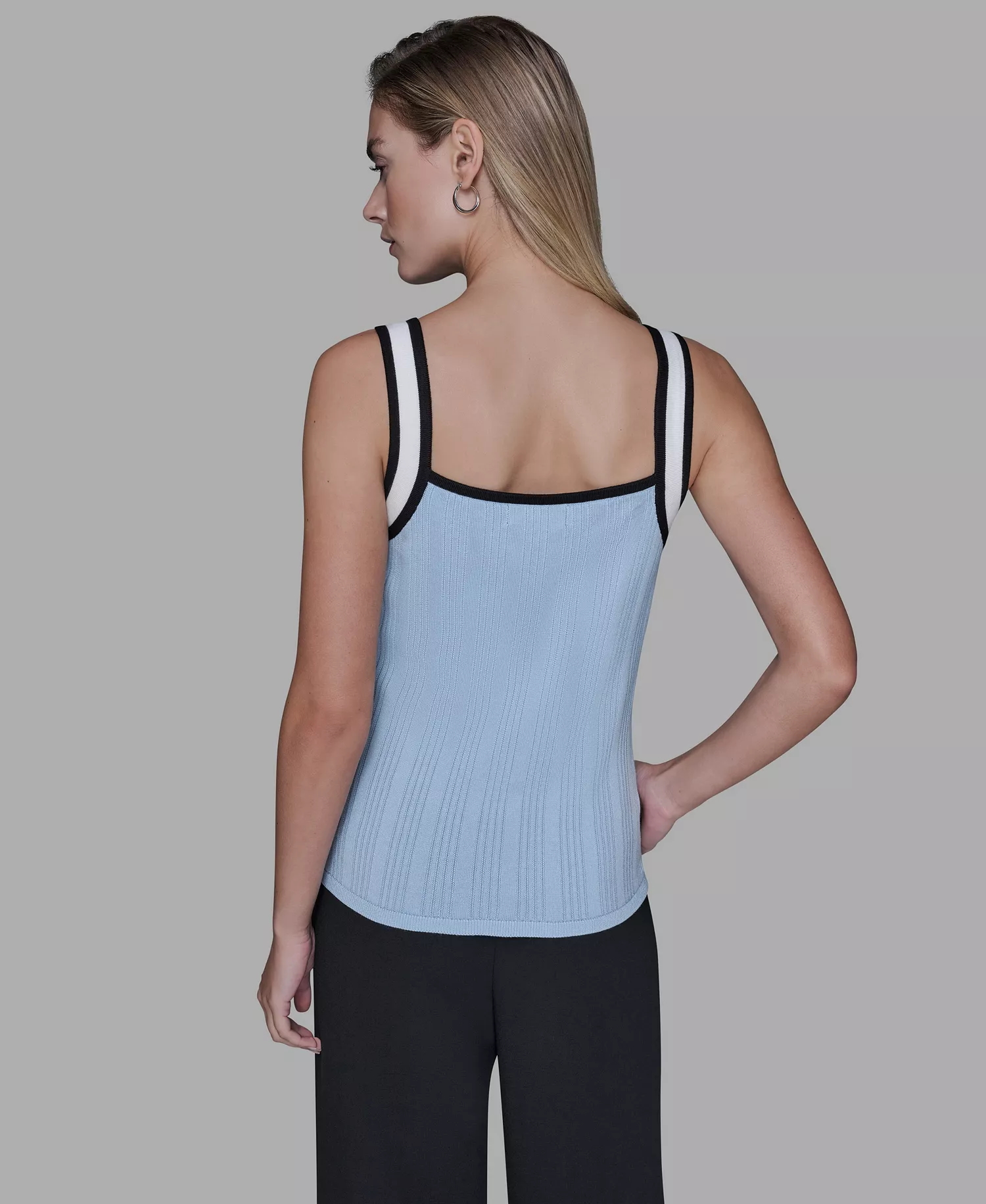Women's Contrast Sleeveless Tank Top - Blue Aura - L