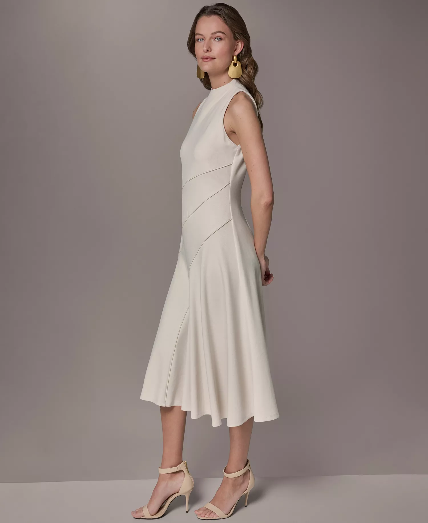 Women's Mock Neck Dress - VELLUM (AZX) - 10