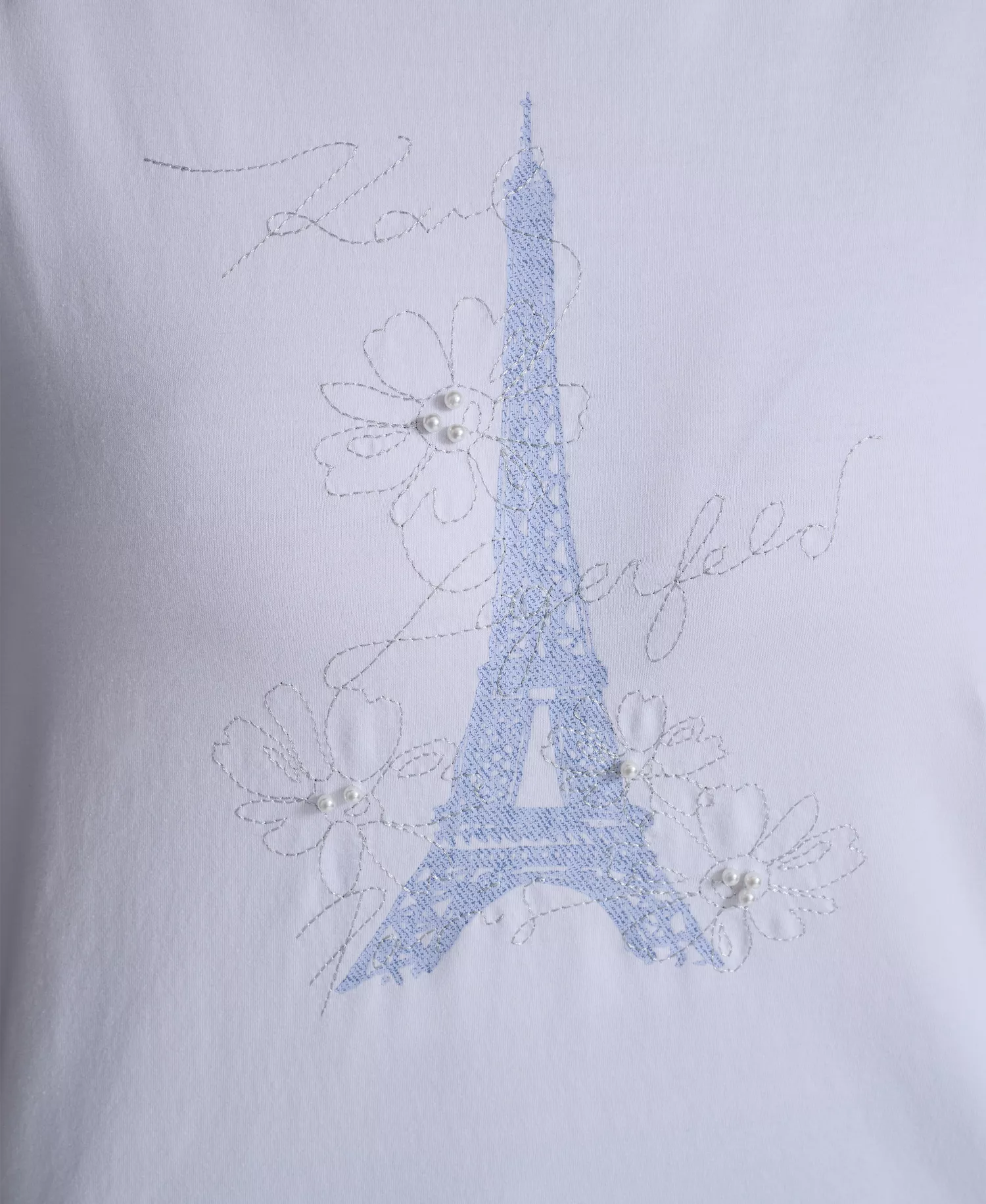 Plus Size Embellished Eiffel T-Shirt - White - 0X