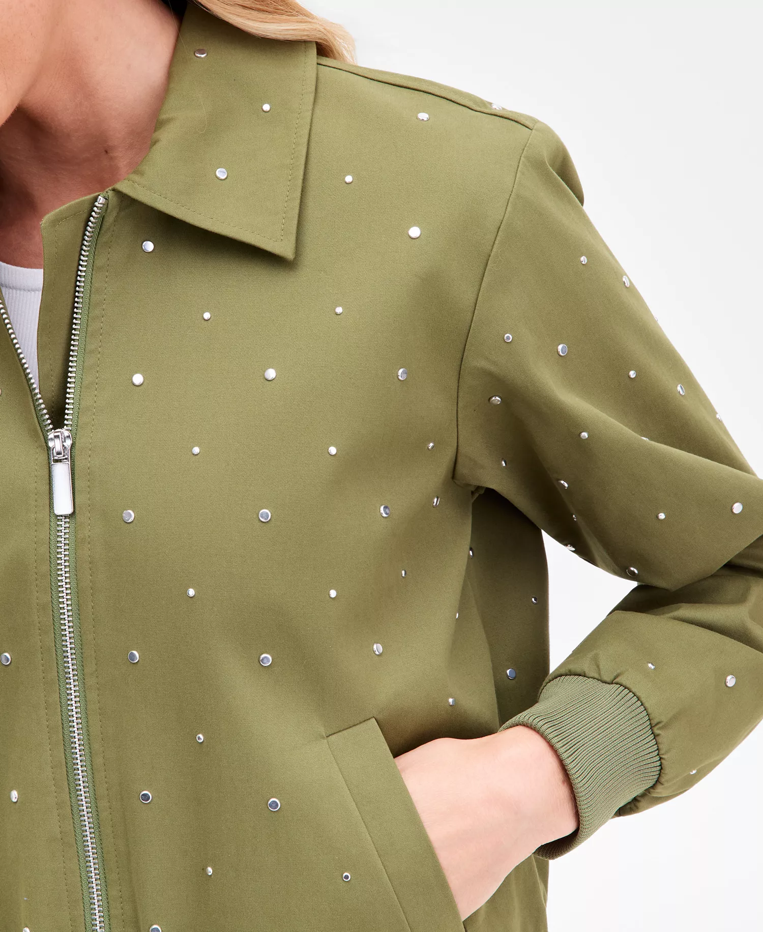 Women's Studded Utility Jacket, Macy's Exclusive - Sphagnum - L