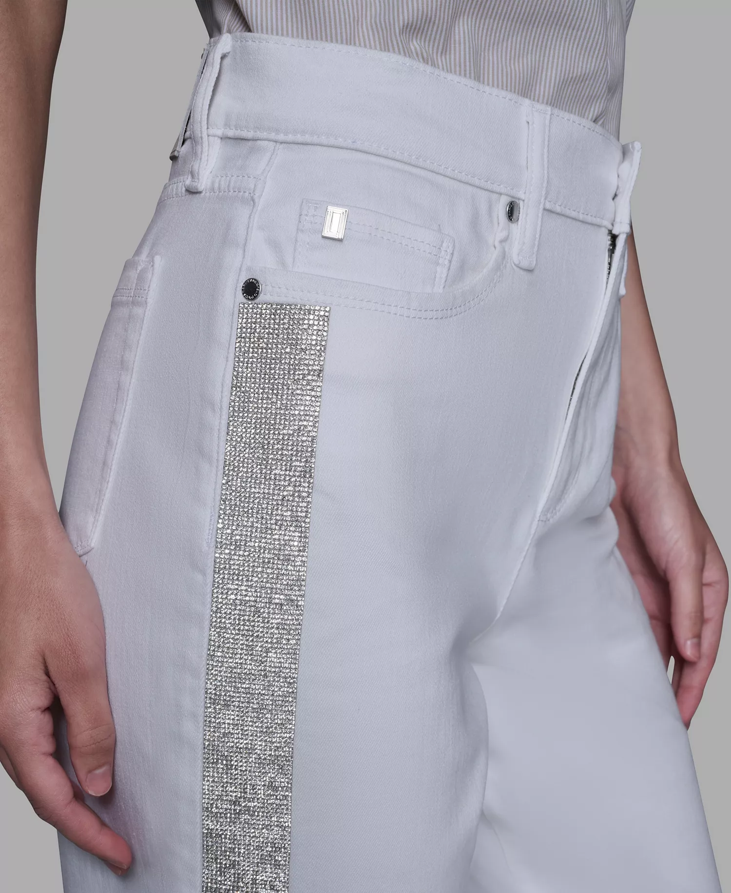 Women's Stripe Detail Jeans - White - 0