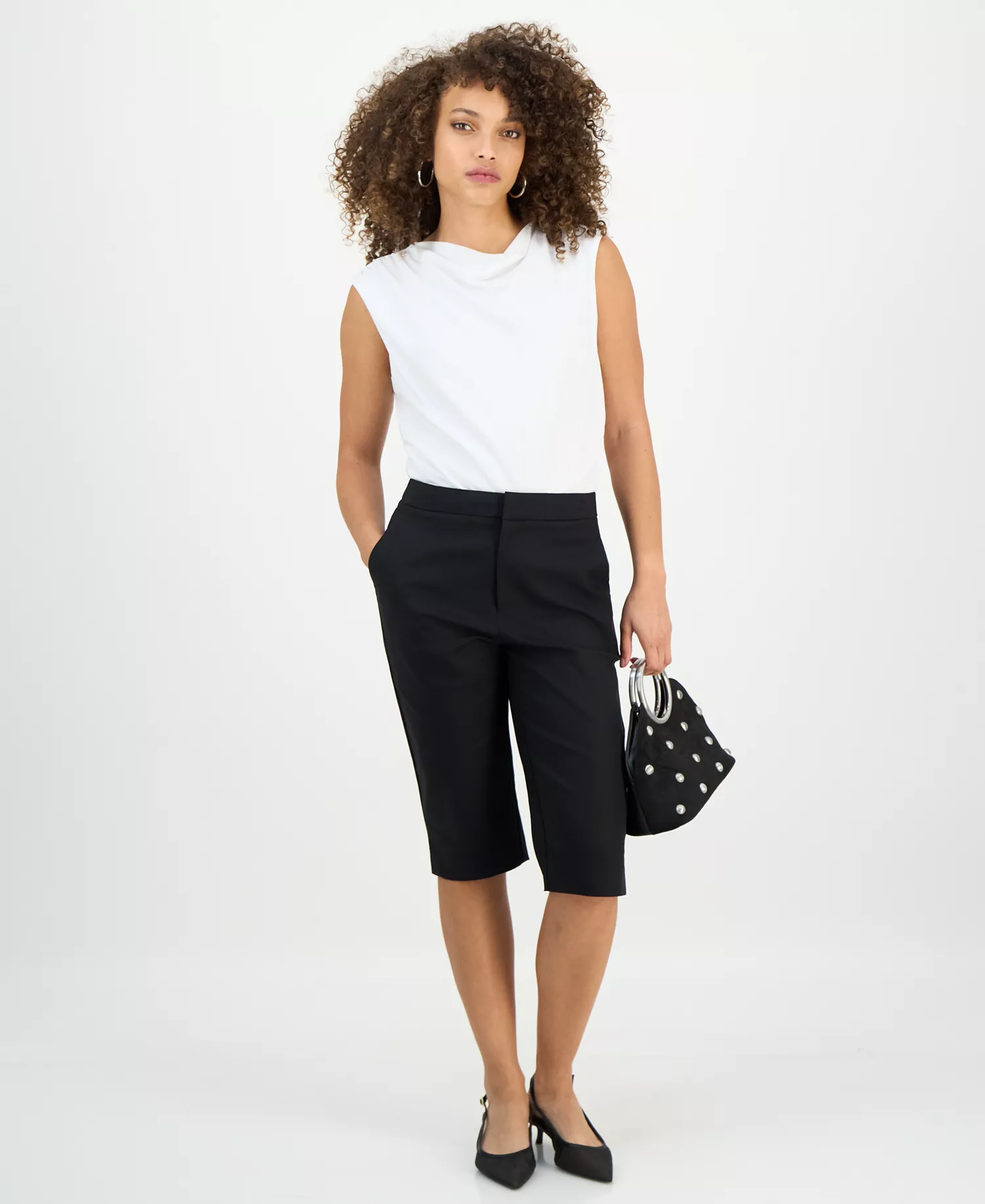 Petite High-Rise Capri Pants, Macy's Exclusive - Deep Black - 0P