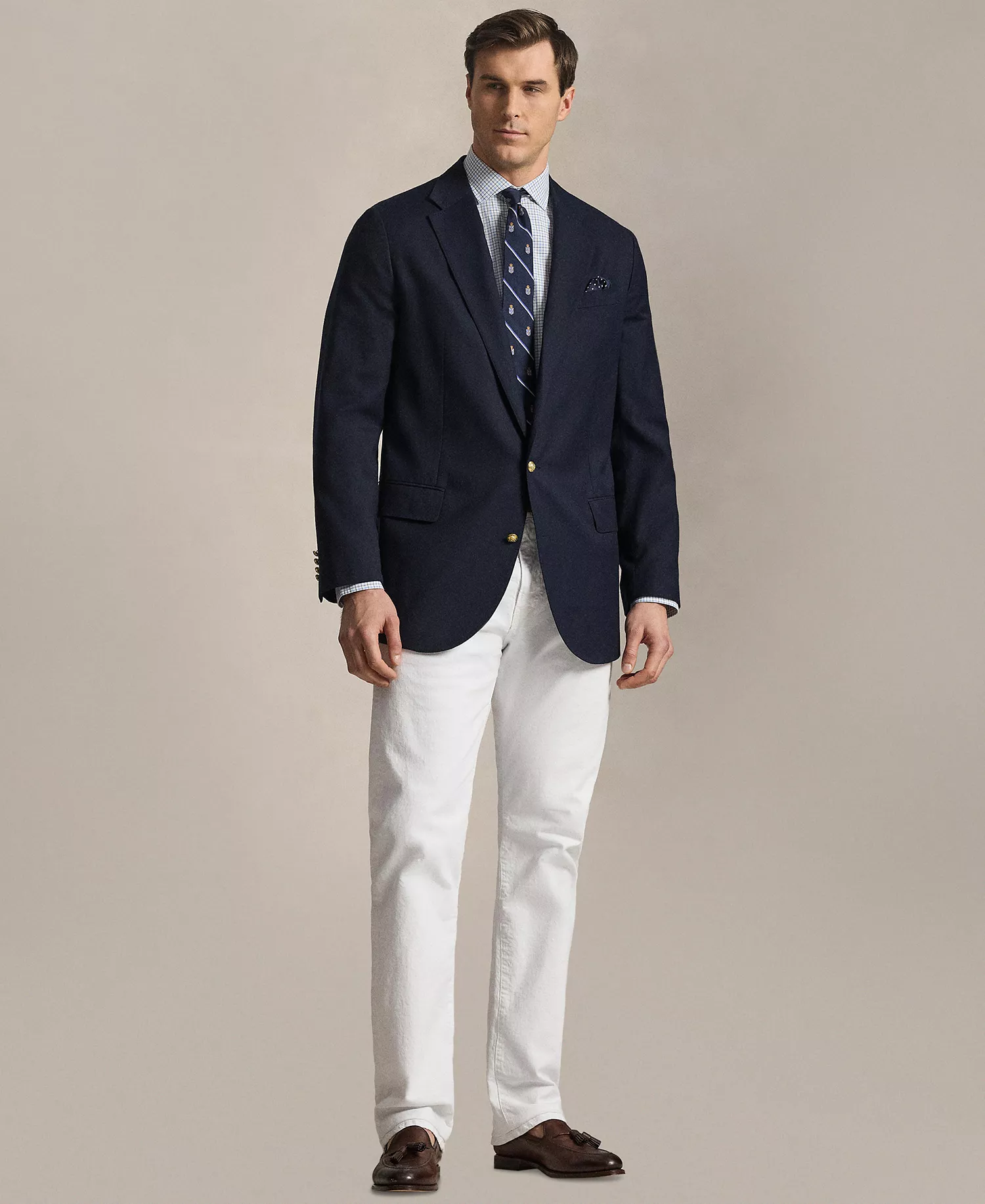 Men's Big & Tall Plaid Stretch Poplin Collared Shirt - Blue White Multi - 2LT