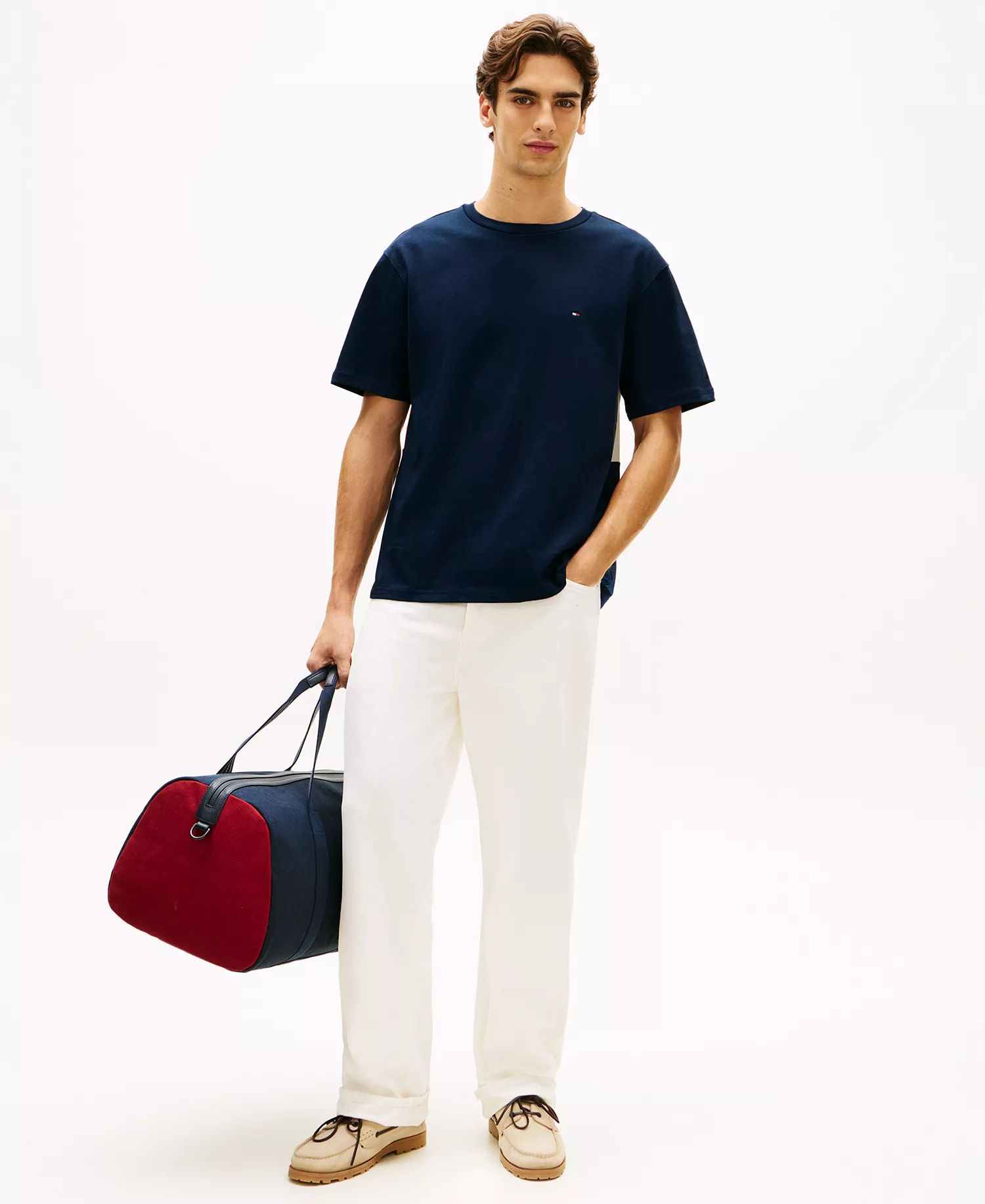 Men's Large Back Flag Graphic with Embroidery T-Shirt - Carbon Navy - L