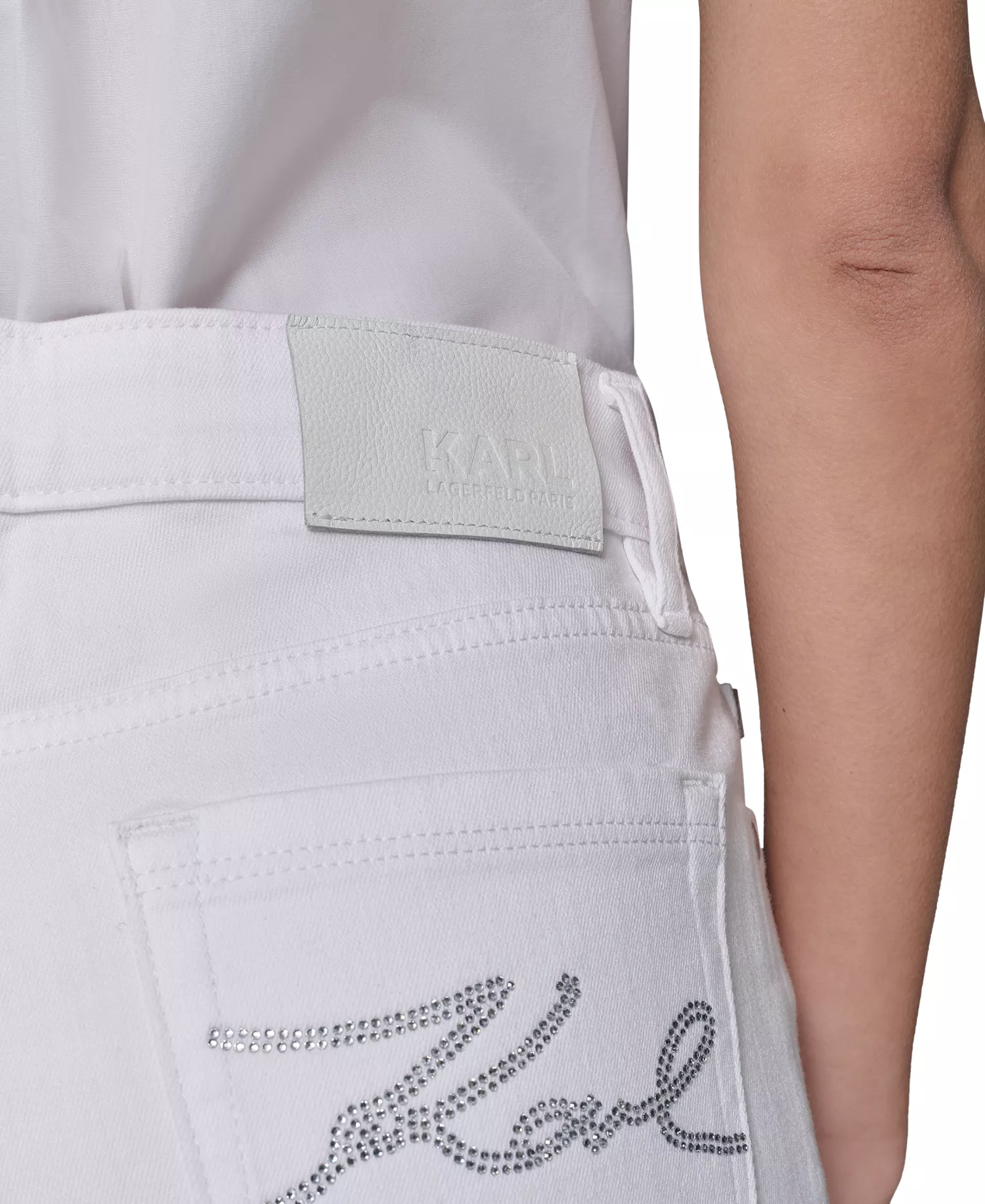 Women's Crystal-Cuff Jeans - White Denim - 0