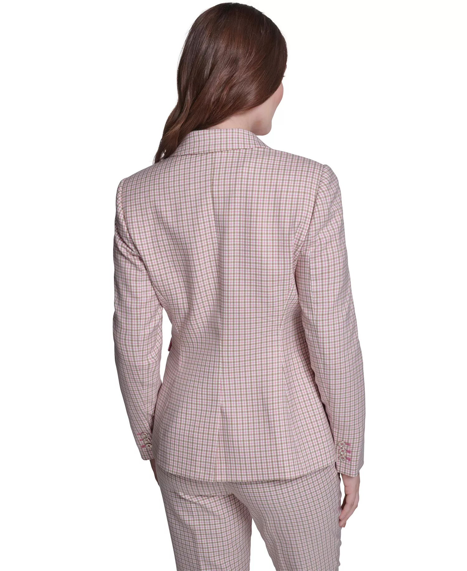 Women's Plaid Notch Collar Slim Fit Blazer - Tannin Multi - 0