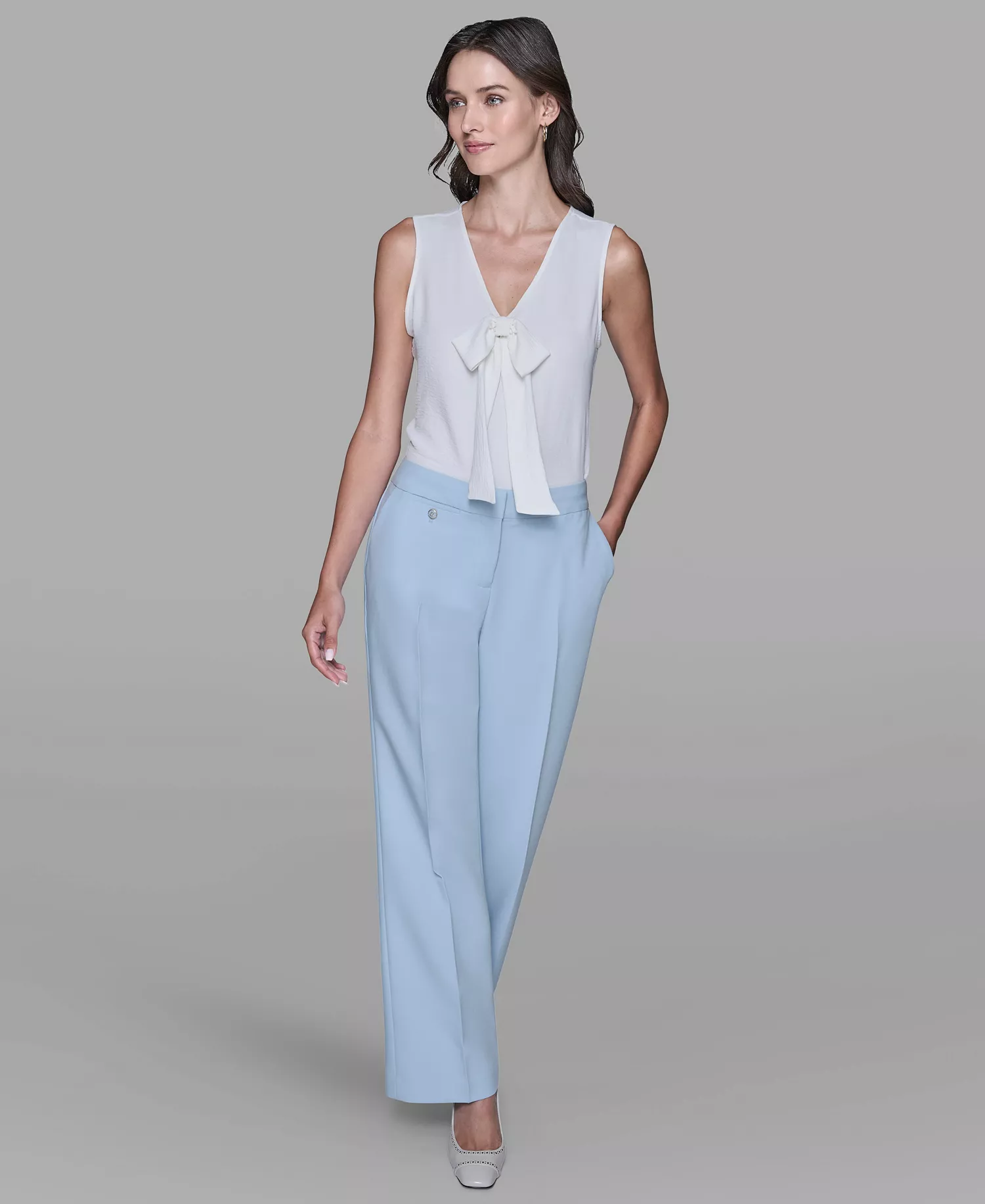 Women's Flared Invisible Zipper Pants - Blue Aura - 0