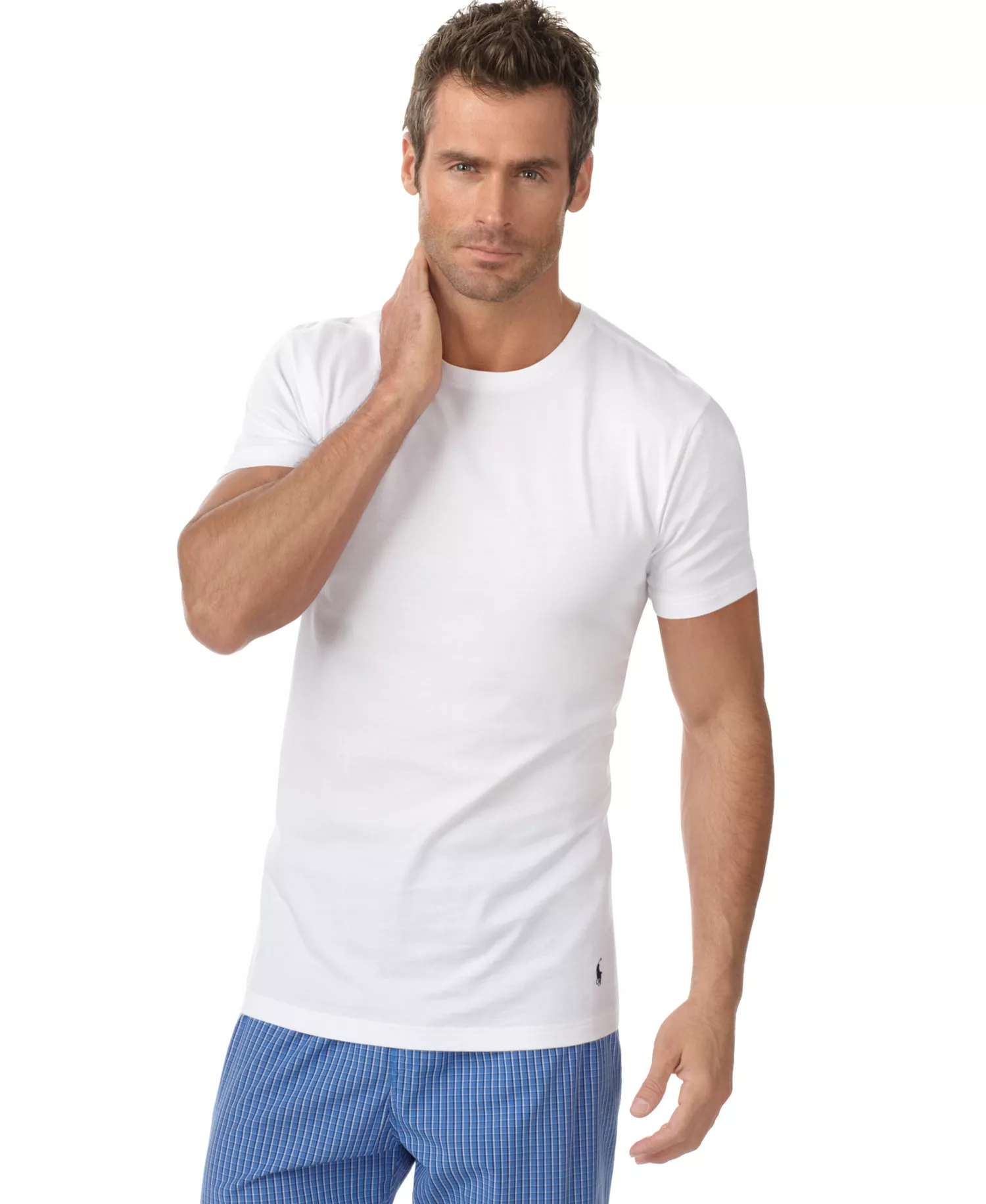 Men's 5-Pack Slim Fit Classic Cotton Crewneck Undershirts  - White - L