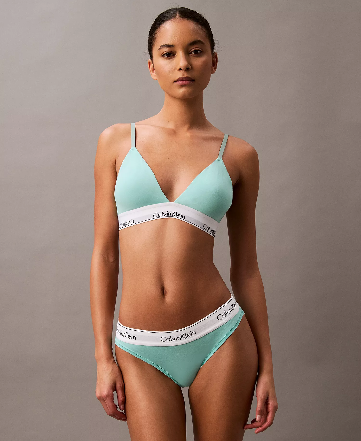 Women's Modern Cotton Lightly Lined Triangle Bralette- QF5650 - Beau Blue - L