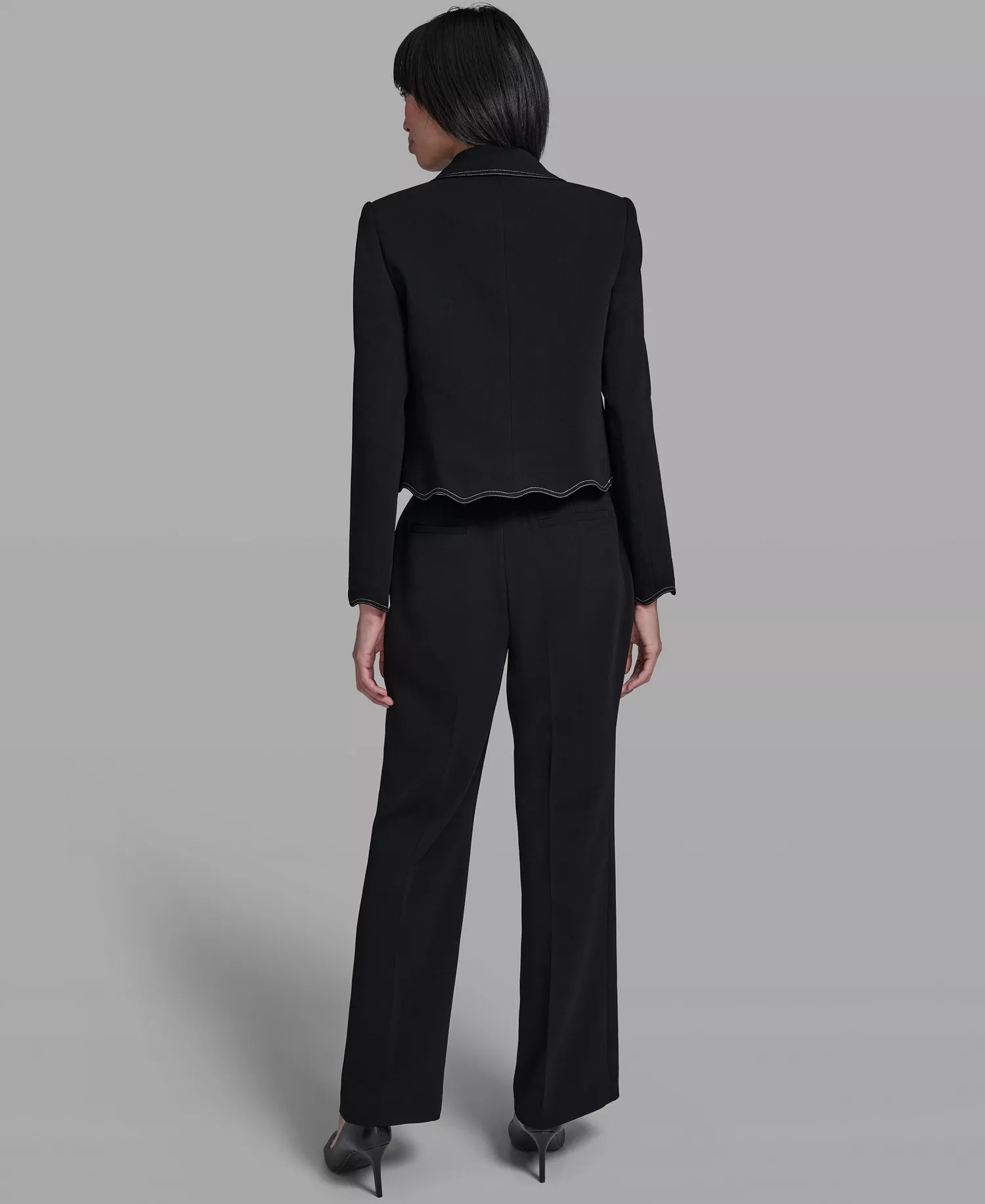 Women's Collared Long-Sleeve Jacket - Black - 0