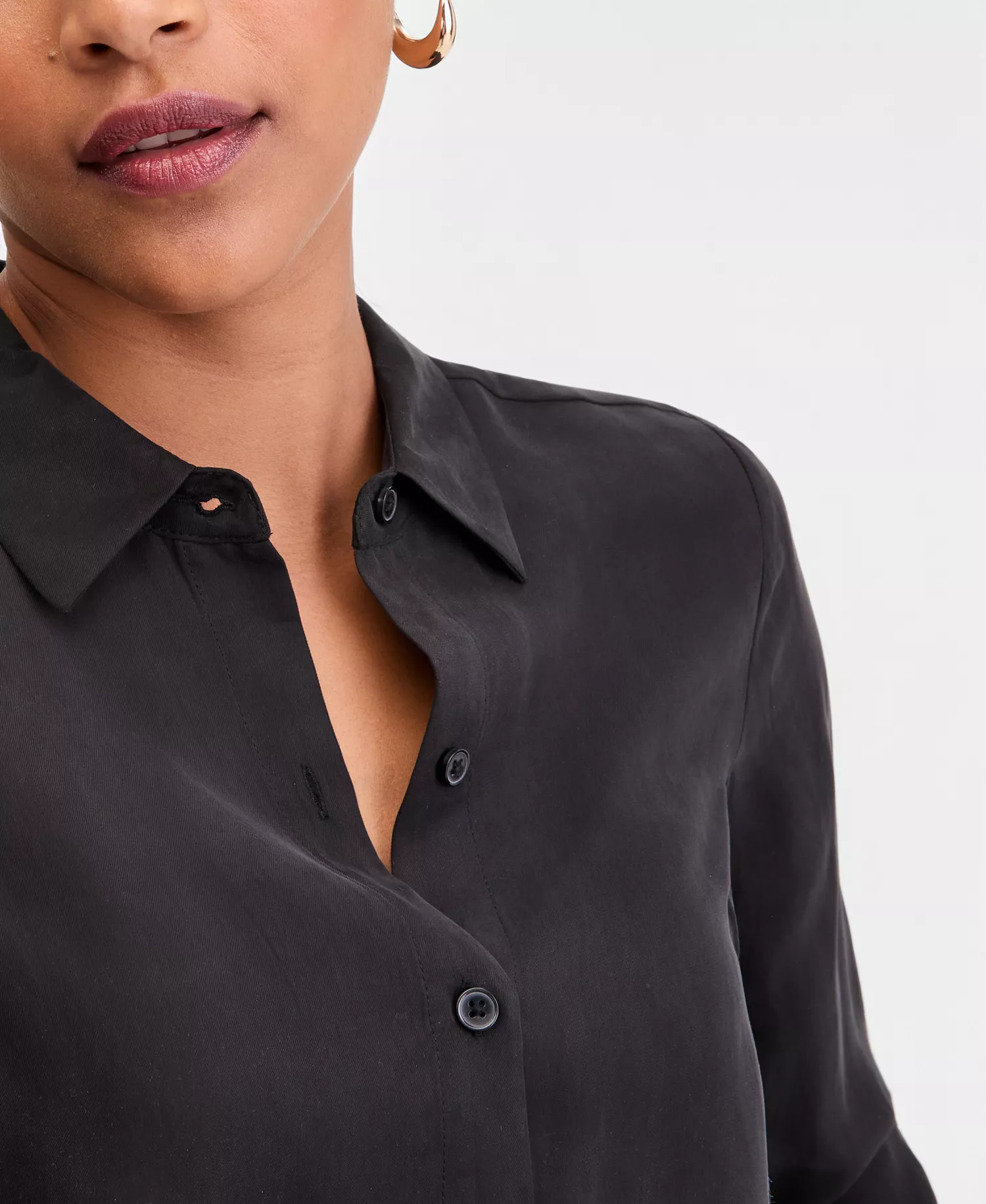Women's Gathered-Hem Shirt, Macy's Exclusive - Deep Black - L