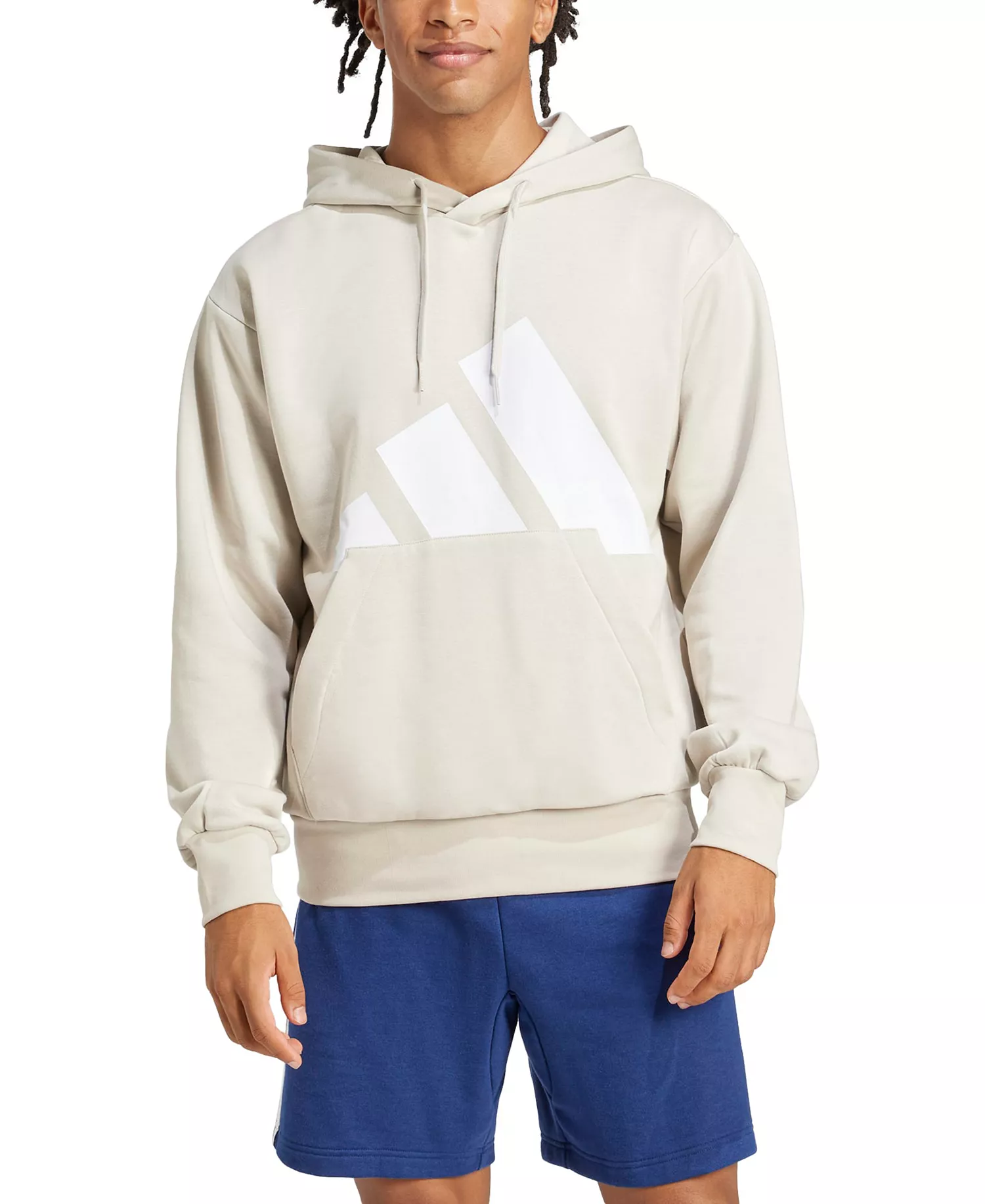 Men's Essentials Big Logo Fleece Hoodie  - Alumina/White - 2XL